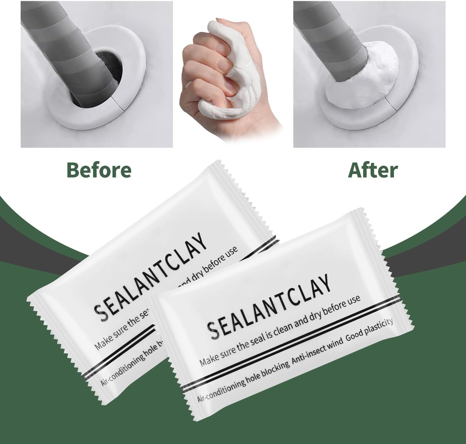 8Pcs Seal Putty Waterproof Duct Seal Repair Sealing Clay, Quick Mending Mud for Drain Connection, Wall Hole, Air Conditioning Hole (8) image number 5