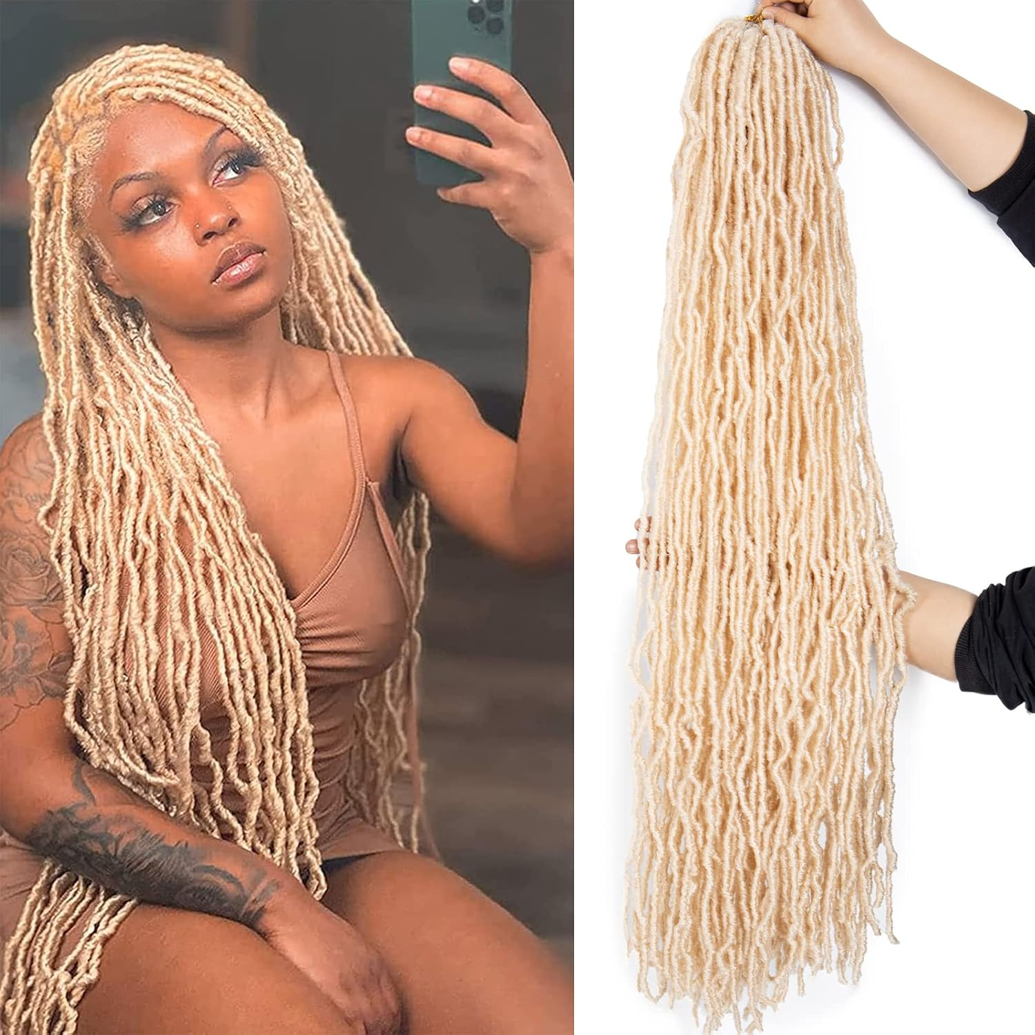 18 Inch New Faux Locs Crochet Hair Soft Locs Crochet Hair Natural Faux Braids Pre-Looped Synthetic Afro Roots Braid for Black Women