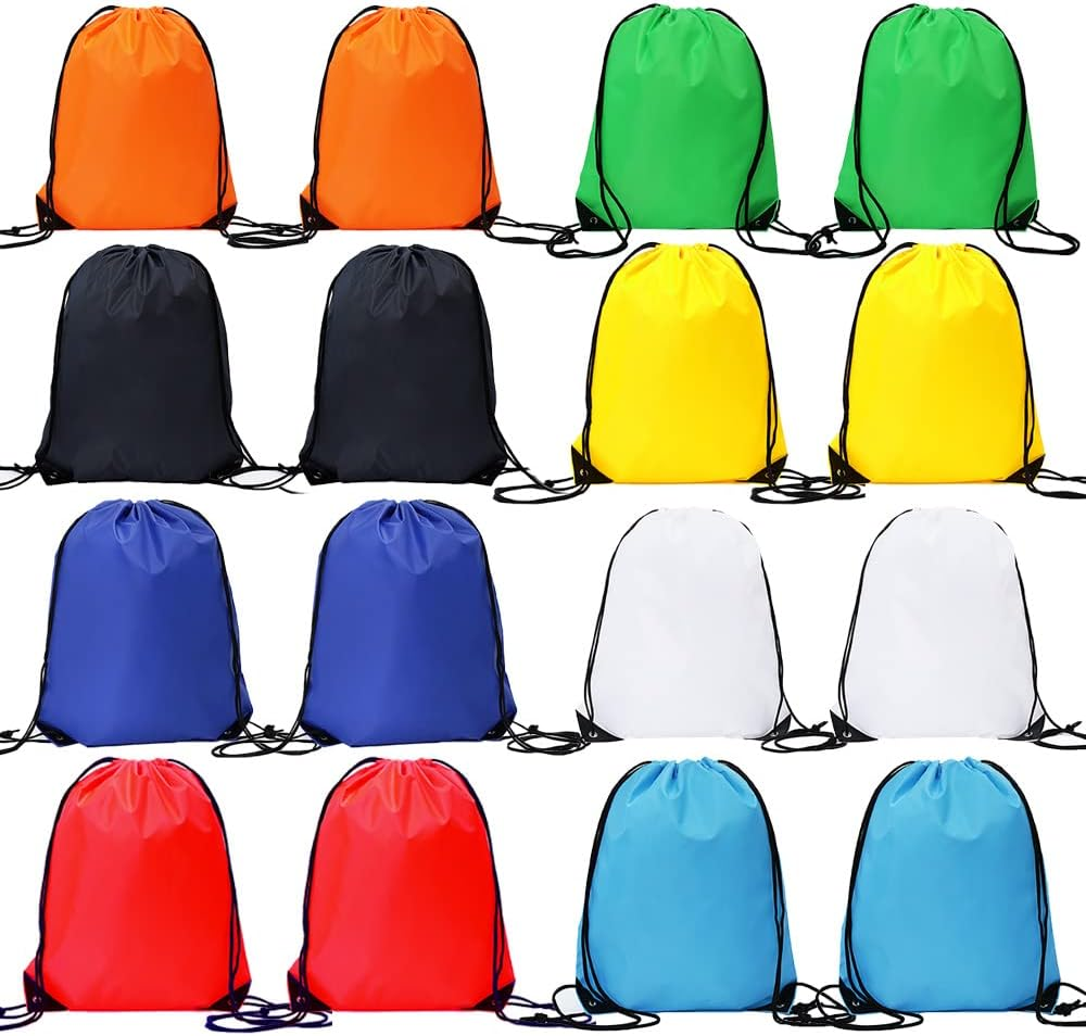 Bulk Drawstring Bags, Polyester Draw String Bags, Gym Sports Cinch Bag Drawstring Backpack for Women Men - 30, Green image number 4