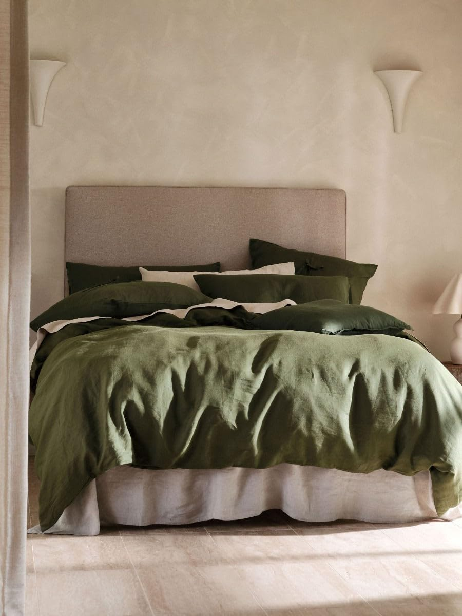 Linen House Nimes Quilt Cover Set, Moss, Double Bed