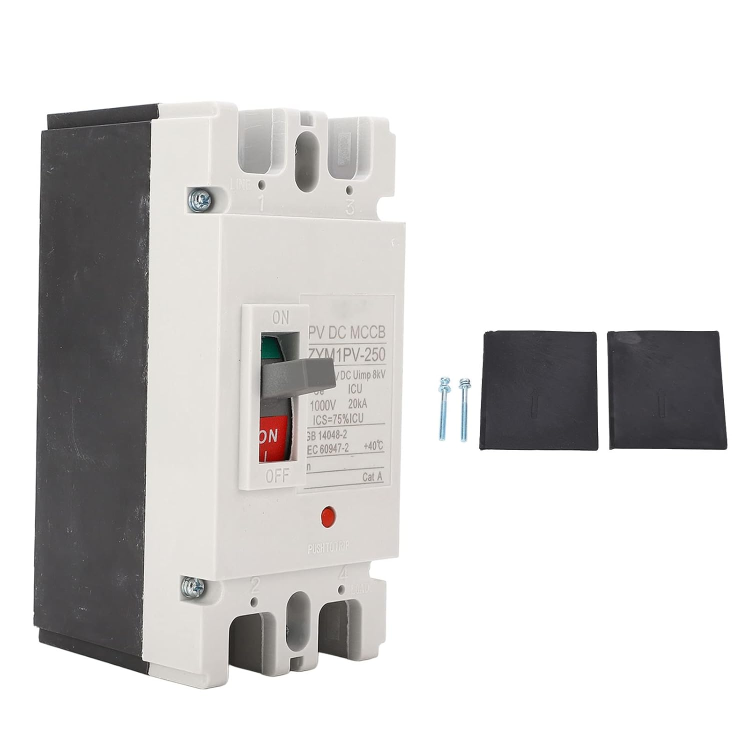 DC Circuit Breaker, 2P DC 1000 V 200A MCCB Solar Battery Switch Moulded Case, Disconnect Switch Circuit Breaker, Vertical Installation image number 2