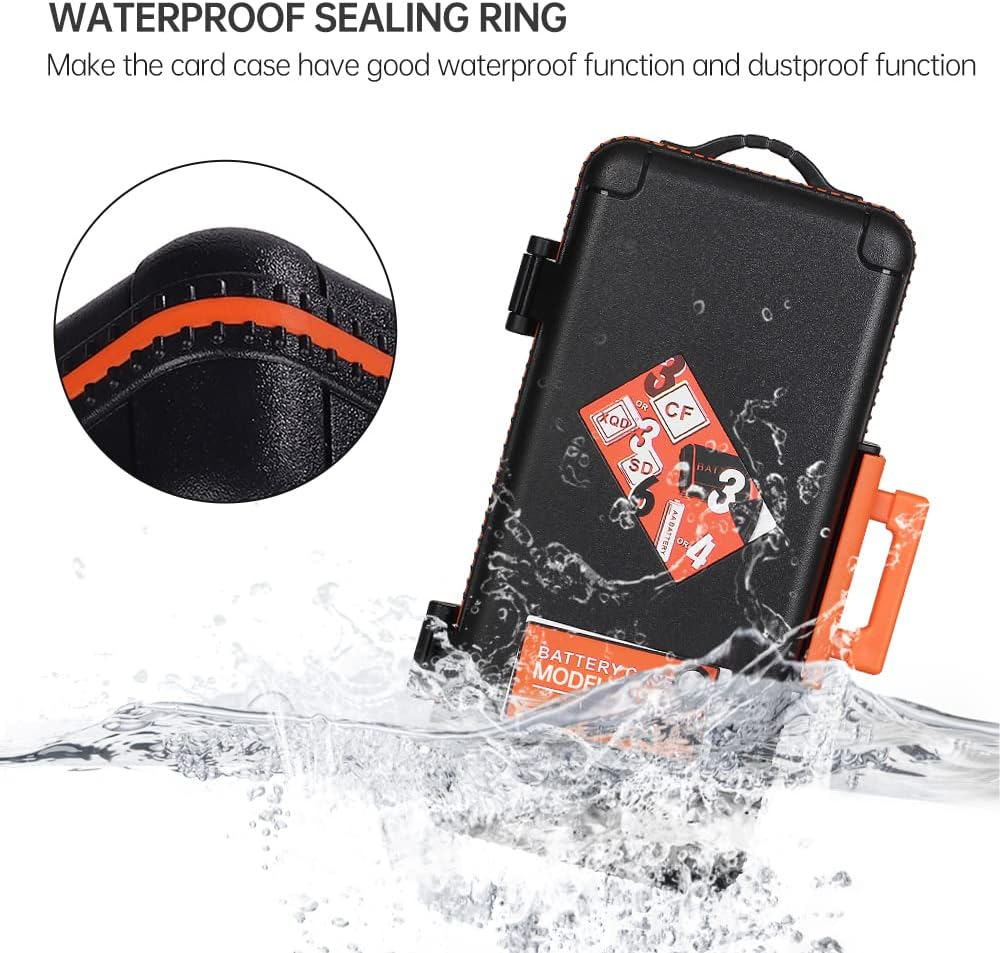Camera Battery and Memory Card Case - Professional Water-Resistant & Shockproof Storage Box for 3 Batteries or 4 AA Batteries, 6 SD SDXC SDHC and 3 XQD or 3 CF Cards-O