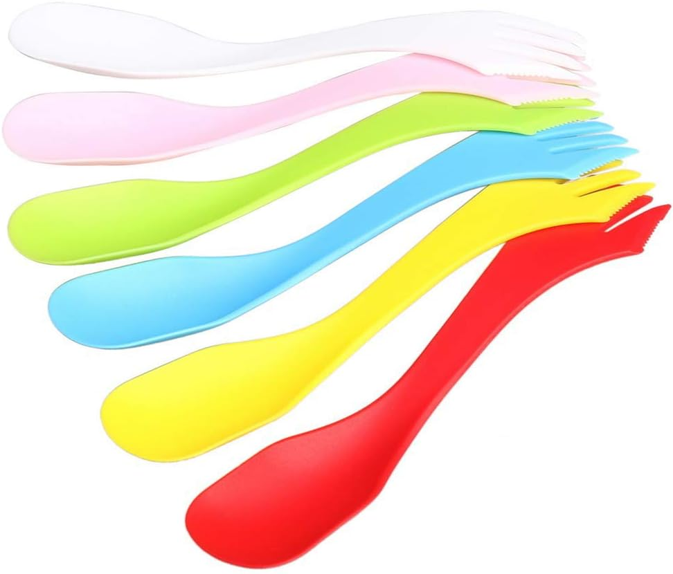 WISTOM 6 Pack Lightweight & Strong All in One S Plastic Spork image number 2