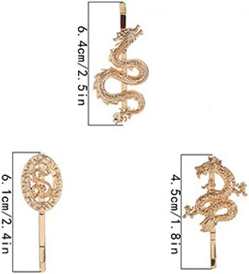 Dragon Gold Hair Barrettes for Girls and Women - Bobby Pins, Hair Accessories, Chinese Hair Clip, Hairpin image number 4