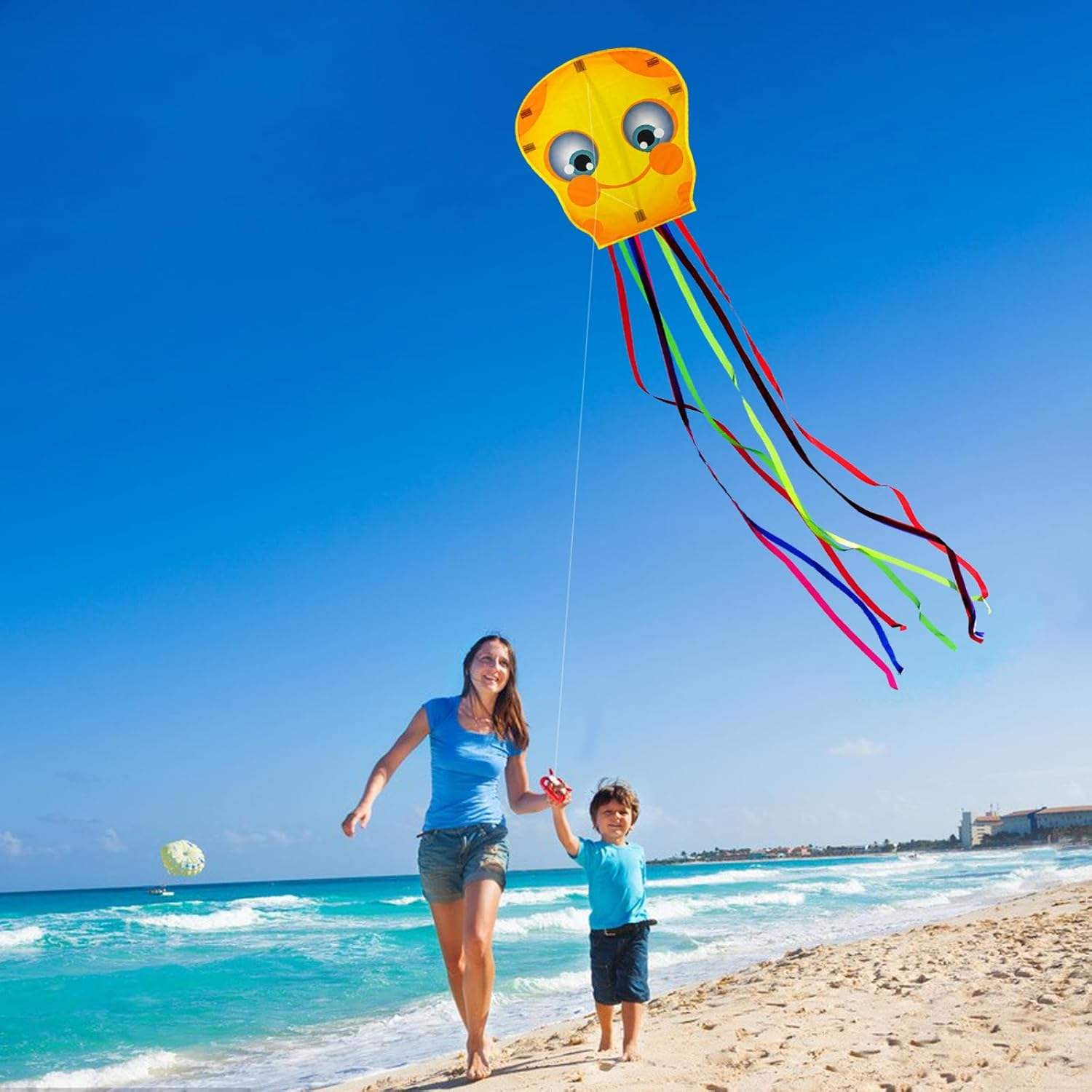 Touch the Sky 3 Packs Cartoon Octopus Kite for Kids and Adults, Easy to Fly, Exquisite Fabrics and Unique Structure Design, Excellent Outdoor Games and Activity Toys, Suitable for Beginners (Style 2)
