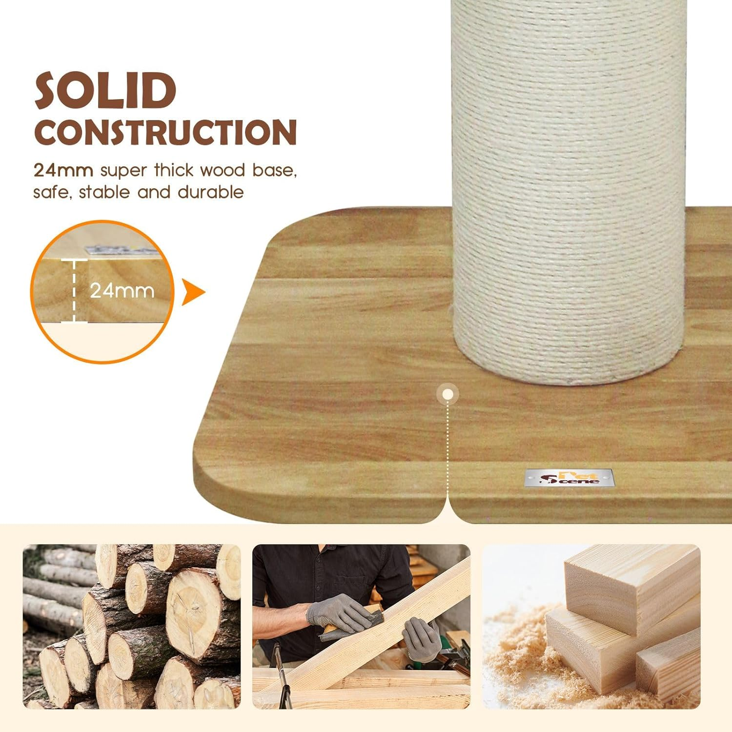 Pet Scene 98Cm Tall Cat Scratching Post Perch Bed Kitten Climbing Tower Tree Play Gym Scratcher Wooden Pet Furniture House Stand Dangling Sisal Rope image number 3