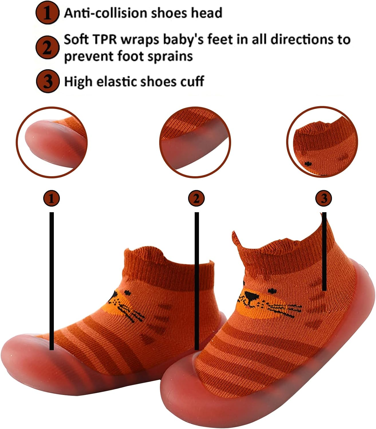 Toddler Shoes Baby First-Walking Trainers - Upgraded Breathable Anti-Slip Toddler Shoes Socks/ Soft Kid Cute Non-Skid Sock Shoes Indoor Slipper Mesh Lightweight Sole Children Baby Girl Boys Floor Socks 1 Pair image number 6