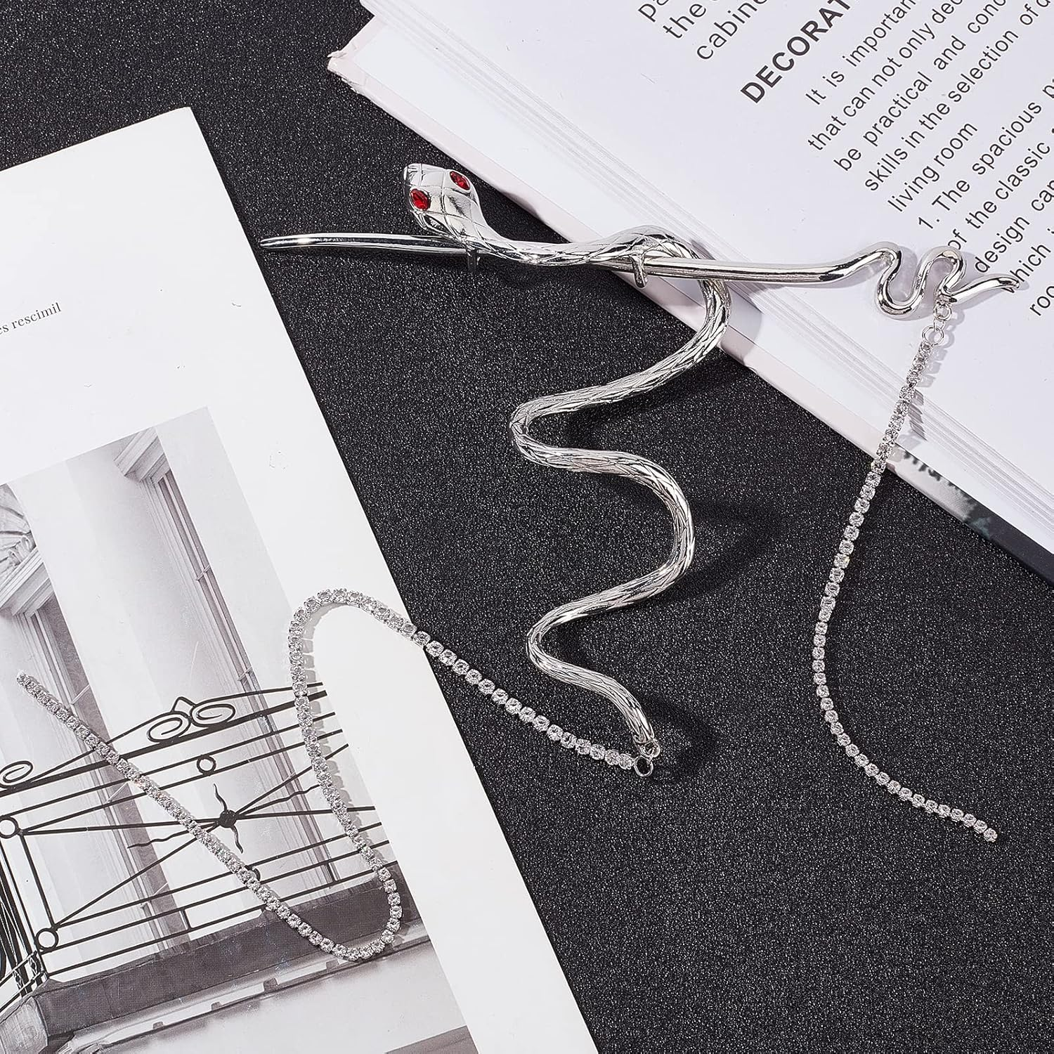 NICENEEDED Snake Hair Sticks Hair Sticks Tassels Metal Distortion Vintage Punk Hair Pin Retro Silver Hair Clip Hair Pin Headpiece Hair Accessories for Long Hair Women Girls