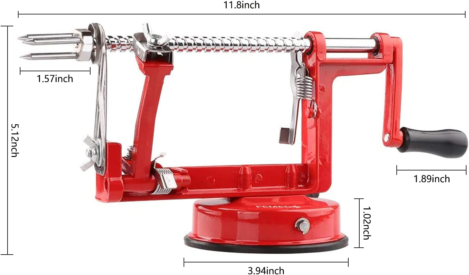 Apple Peeler Slicer Corer with Stainless Steel Blades and Powerful Suction Base for Apples Pears Potatoes(Red) image number 4