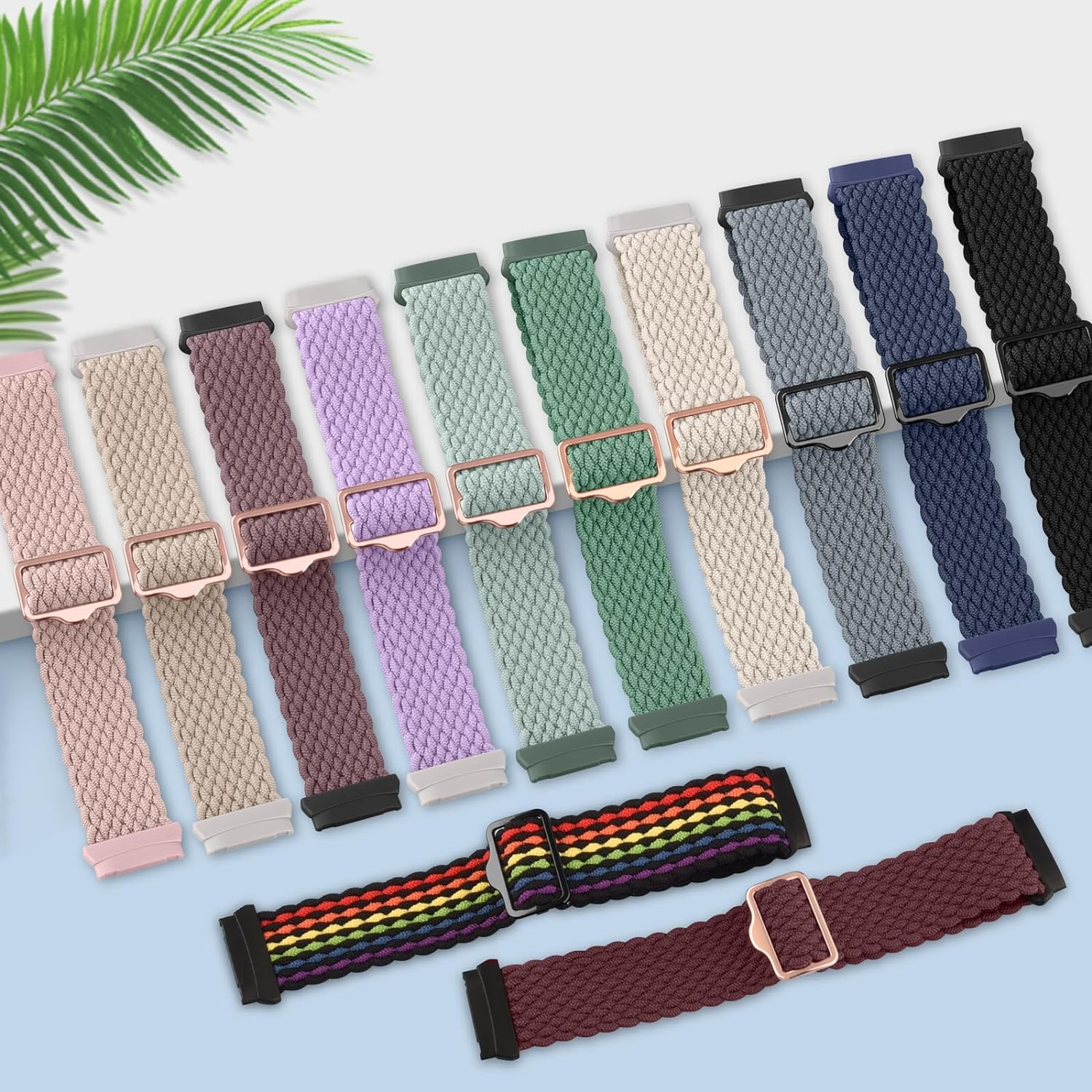 Elastic Solo Loop Bands for Fitbit Versa 4 Bands&Fitbit Versa 3 Bands, Fitbit Sense 2 Bands&Fitbit Sense Bands Women/Men, Adjustable Stretchy Braided Sport Replacement Sport Straps