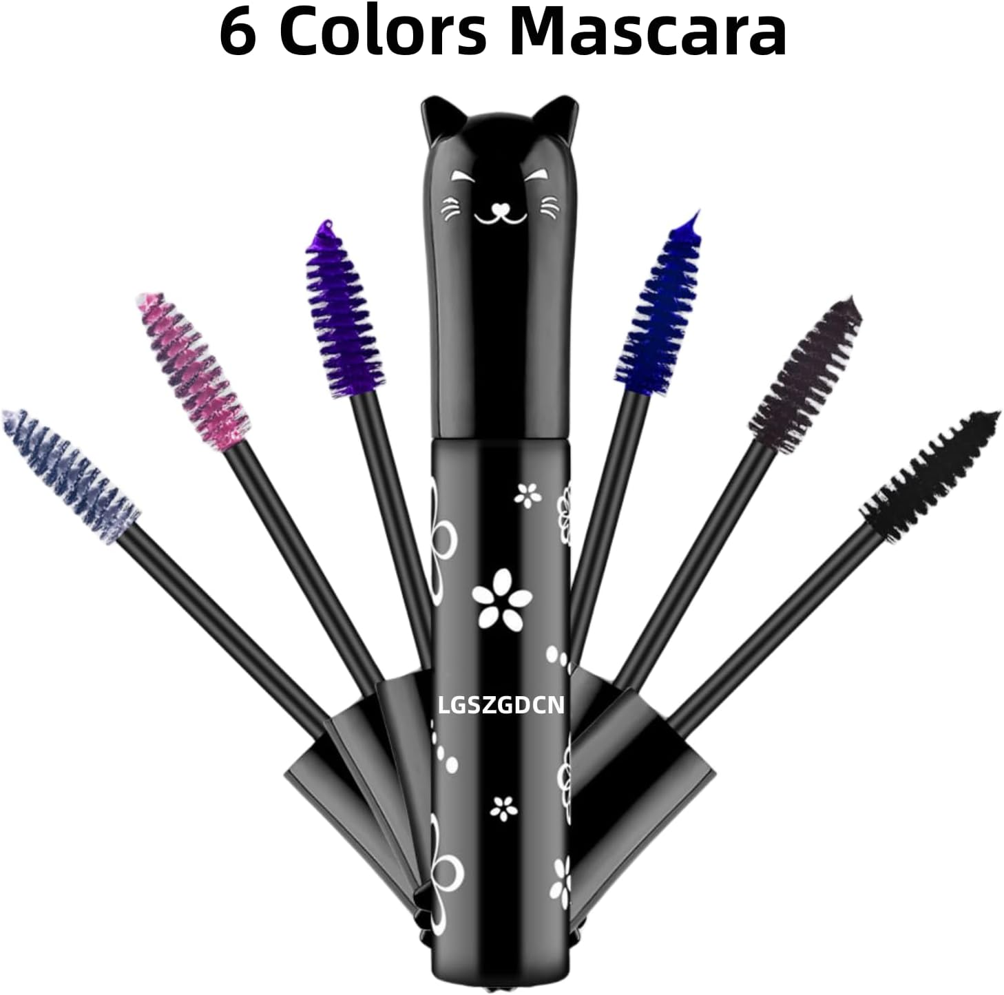 (Pink) - Cat Eye Mascara Eyes Makeup Colour Mascara Waterproof Fast Dry Eyelashes Curling Lengthening Makeup Eye Lashes Party Stage Use (Pink) - 6 Color Sets image number 6