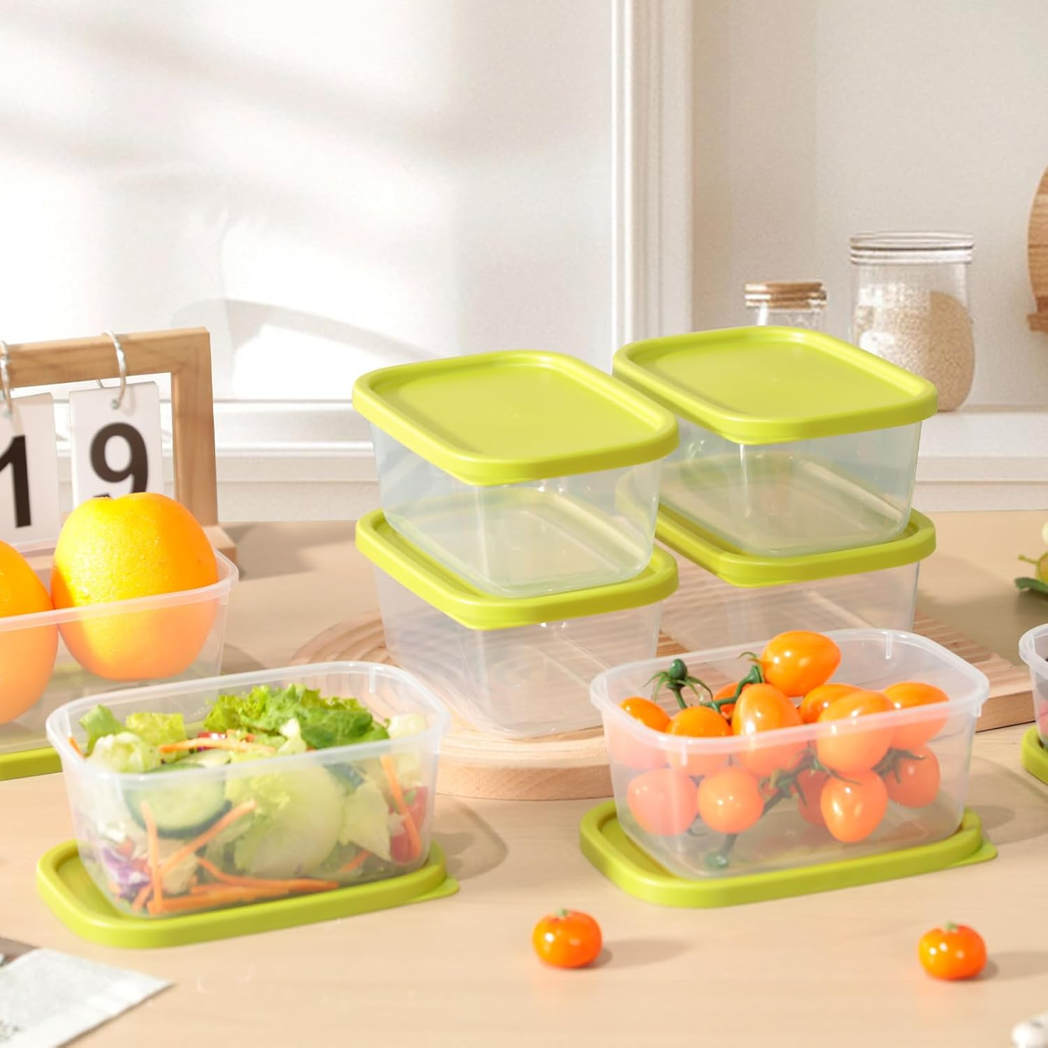 Aiqinu Food Storage Containers with Lid, 10 X 0.71 L Square, Bpa-Free, Food Storage & Organisation, Airtight, Dishwasher Safe, Freezer Containers for Mealprep and Kitchen (Green) image number 4