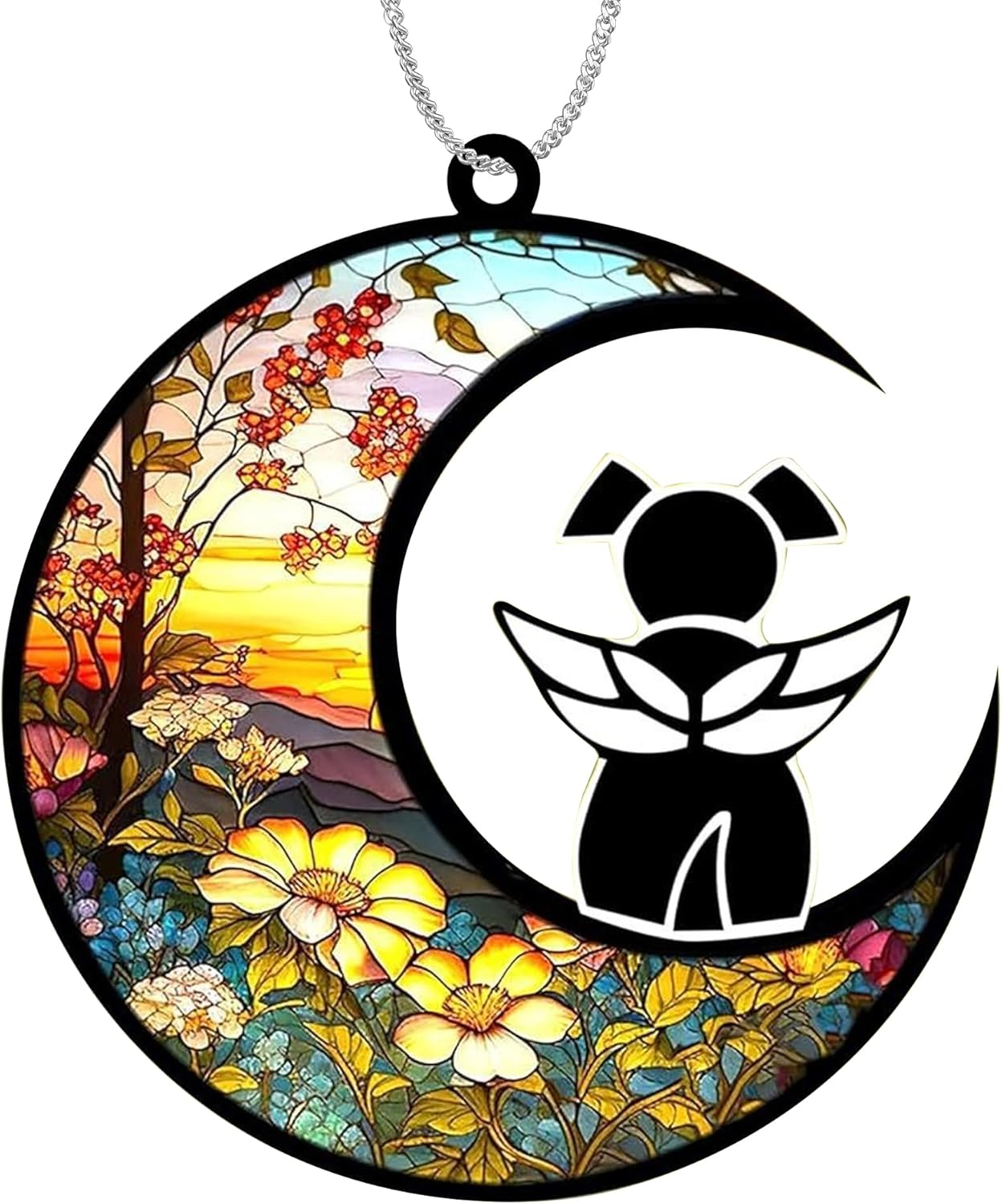 SZXYCZL Moonshaped Acrylic Window Pendant Cat Memorial Gifts for Loss of Cat Memorial Ornament Loss of Pet Sympathy Gift-At Dusk