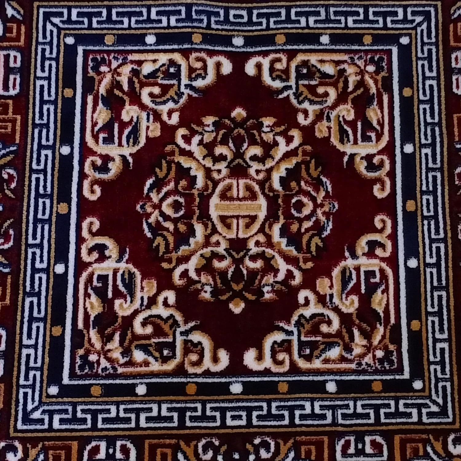 Velvet Pooja Aasan 24" &ndash; Multi-Purpose Prayer Rug for Puja, Meditation, Yoga | Ethnic Design Floor Mat for Home Decor, Sofa, Car Seat, Laptop Cover & More &ndash; 1 Pc Spiritual Mat Carpeth - 1, Buff Color image number 5