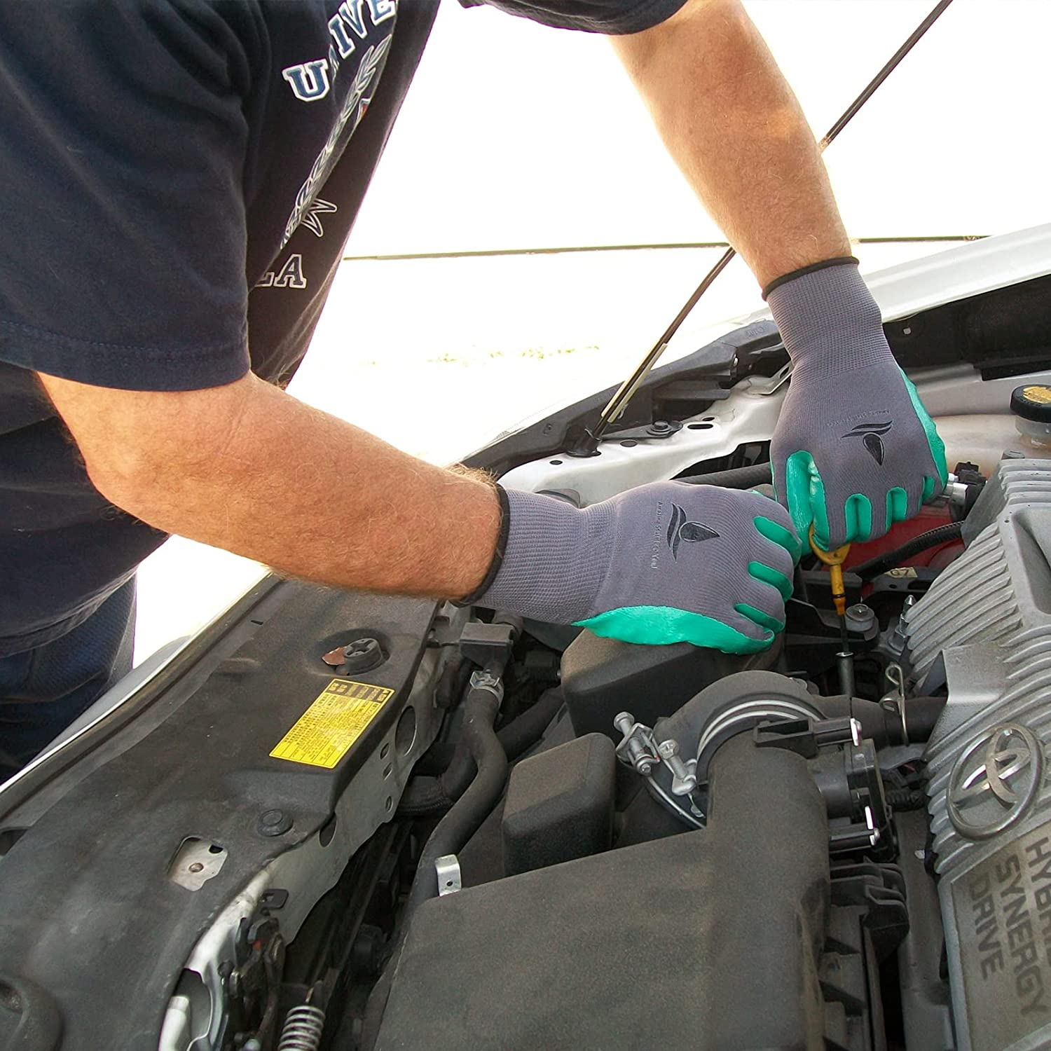 Garden Gloves for Women and Men - (2 Pairs per Package) - Super Grippy with Special Protective Coating against Cuts for Gardening - Fishing - Auto and Work Activities S,M,L Sizes image number 6