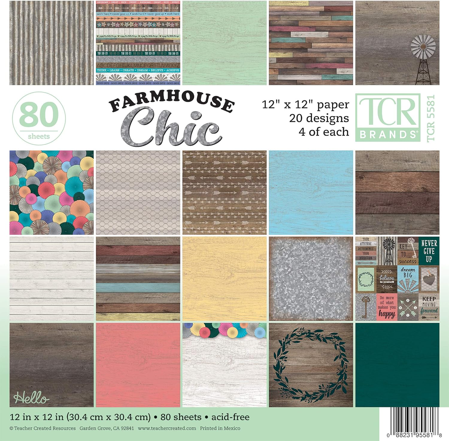 Teacher Created Resources Farmhouse Chic Scrapbook Project Paper Pad 12"X 12" (TCR5581)