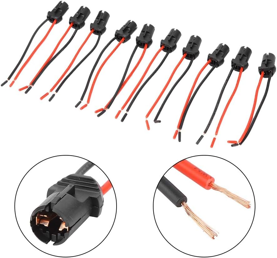 Akozon Pack of 10 T10 Female Bulb Connector for Car, Truck and Boat, Socket Base for LED Wedge Light Lamp Holder image number 1