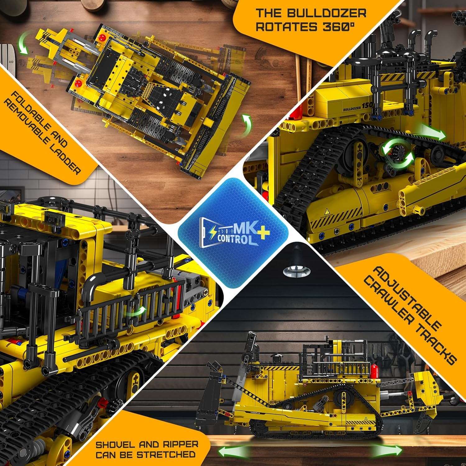 Mould King RC Bulldozer STEM Technology Building Blocks Set for Kids -Construction Blocks Engineering Excavator 1508 Piece, Remote Control Truck Toy Gifts for Teens/Adult