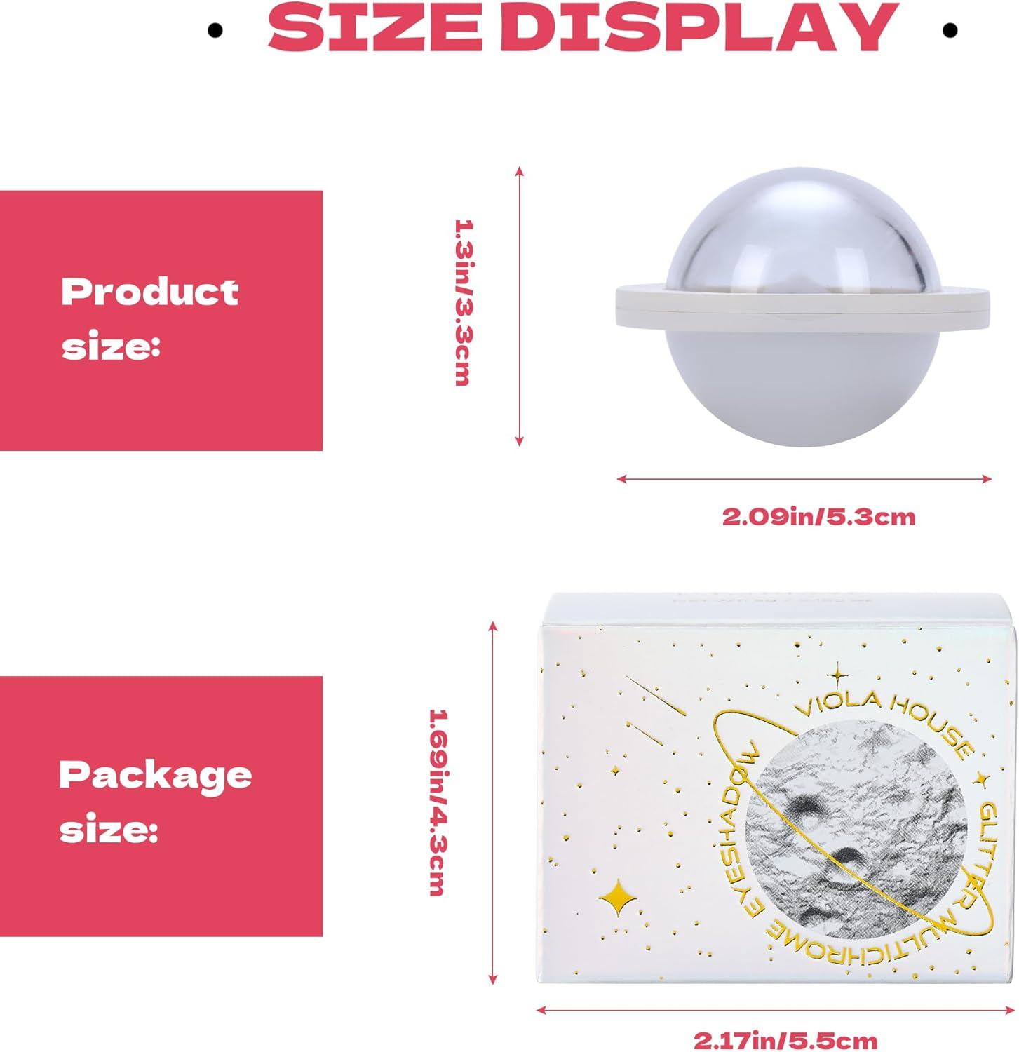 VIOLA HOSUE Eyeshadow Glitter,Strong Flashing Colors,Highlighter Powder,Eye Shadow,Hair Body Glitter Bomb,Female Makeup (Silvery) image number 2