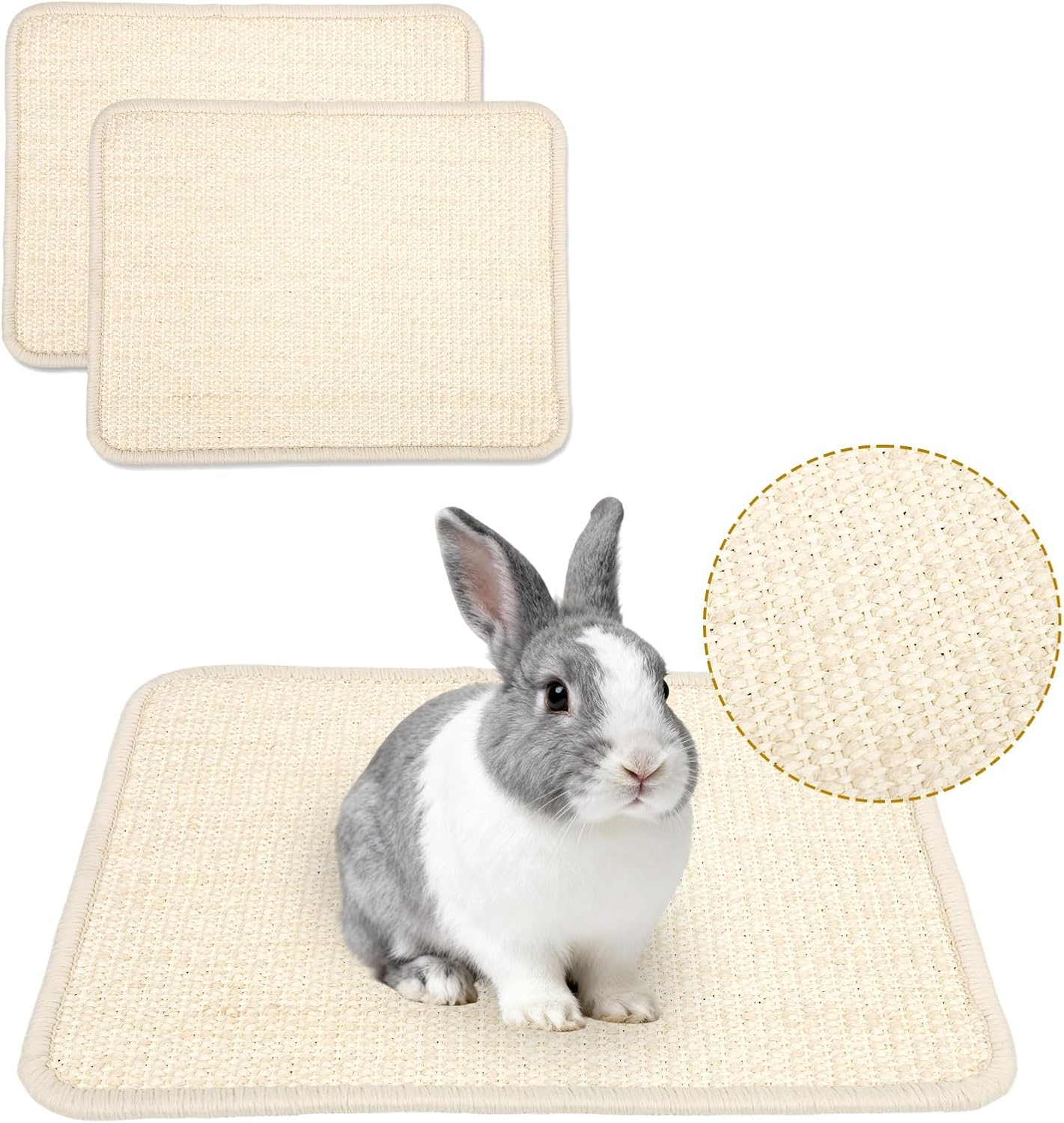 2Pcs Rabbit Scratching Pad, 40X30Cm/16X12In Sisal Bunny Scratching Mad Chew-Resistant Small Animal Bedding for Pet Chew Sleeping Nesting image number 5