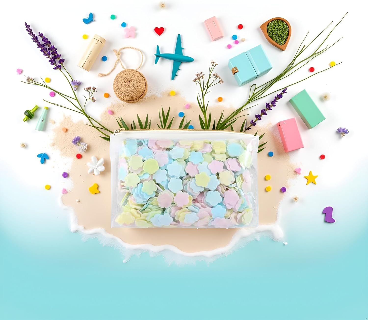 1000 Sheets Colorful Portable Disposable Paper Soap Portable Travel Hiking Washing Hand Bath Toiletry Paper Sheets Confetti Women Kids Soap ， Cleansers image number 4