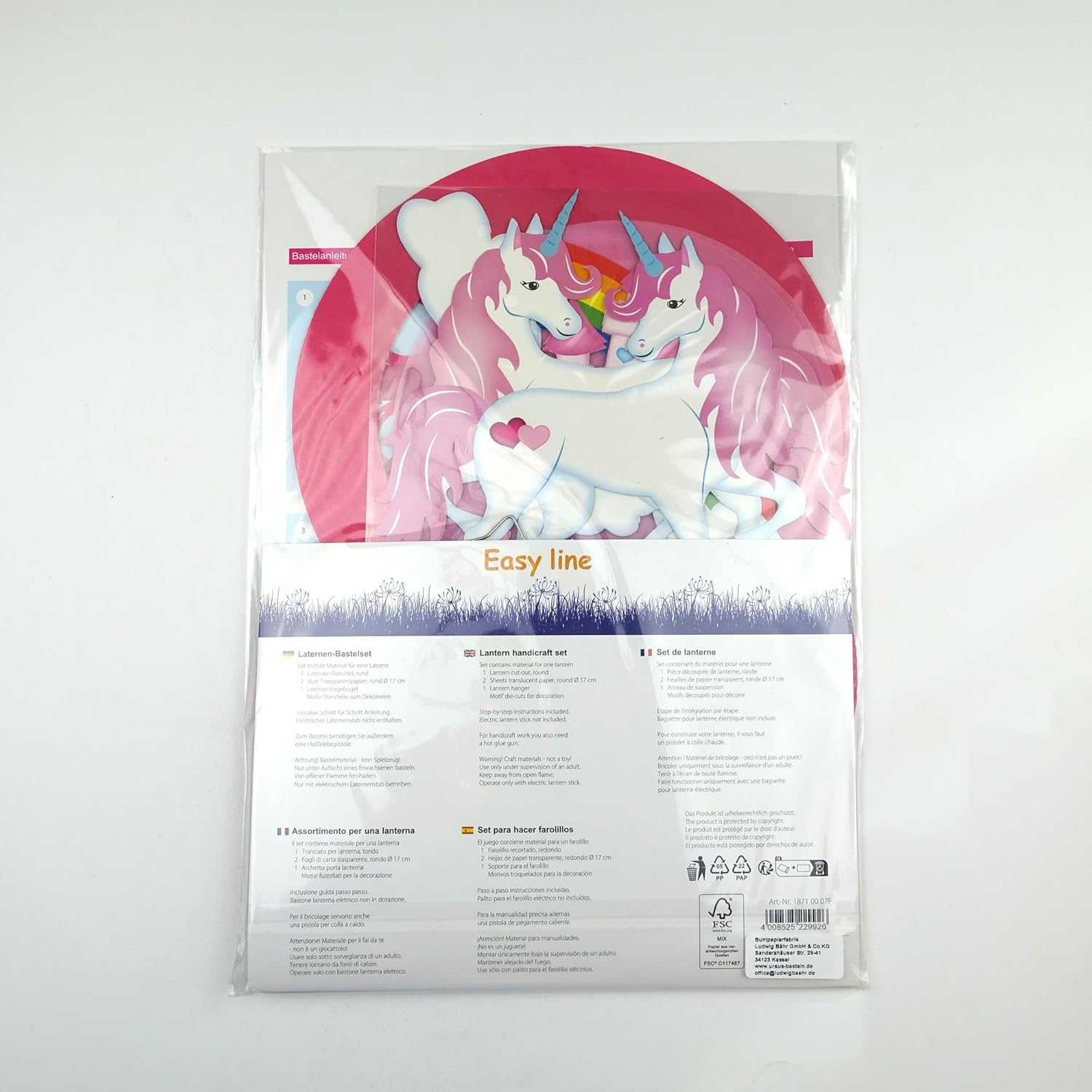 Ursus 18710007F Easy Line "Unicorn" Lantern Craft Set, Set with Materials for Making a Lantern (Approx. 26 X 21 X 10.3 Cm), Includes Instructions (English Language Not Guaranteed), Ideal for the Next Lantern Run image number 2