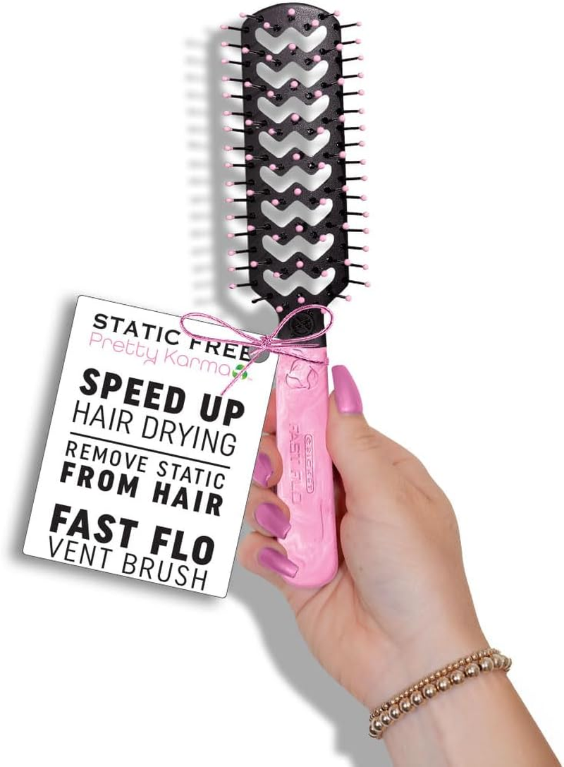 Cricket Static Free Fast Flo Pretty Karma Vent Hair Brush for Blow Drying, Styling and Detangling for All Hair Types, Eco Friendly, Recycled Materials, Pretty Trashy - Pink image number 4