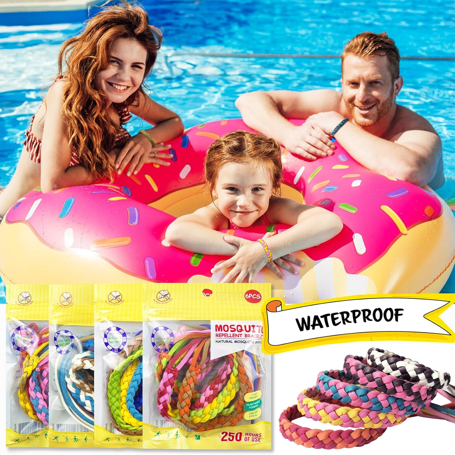 Mosquito Repellent Bracelets 24 Pack, PU Leather Mosquito Repellent Bands, DEET Free Mosquito Wristbands Safe for Adults and Kids Indoor Outdoor Camping Swimming Fishing Traveling image number 4