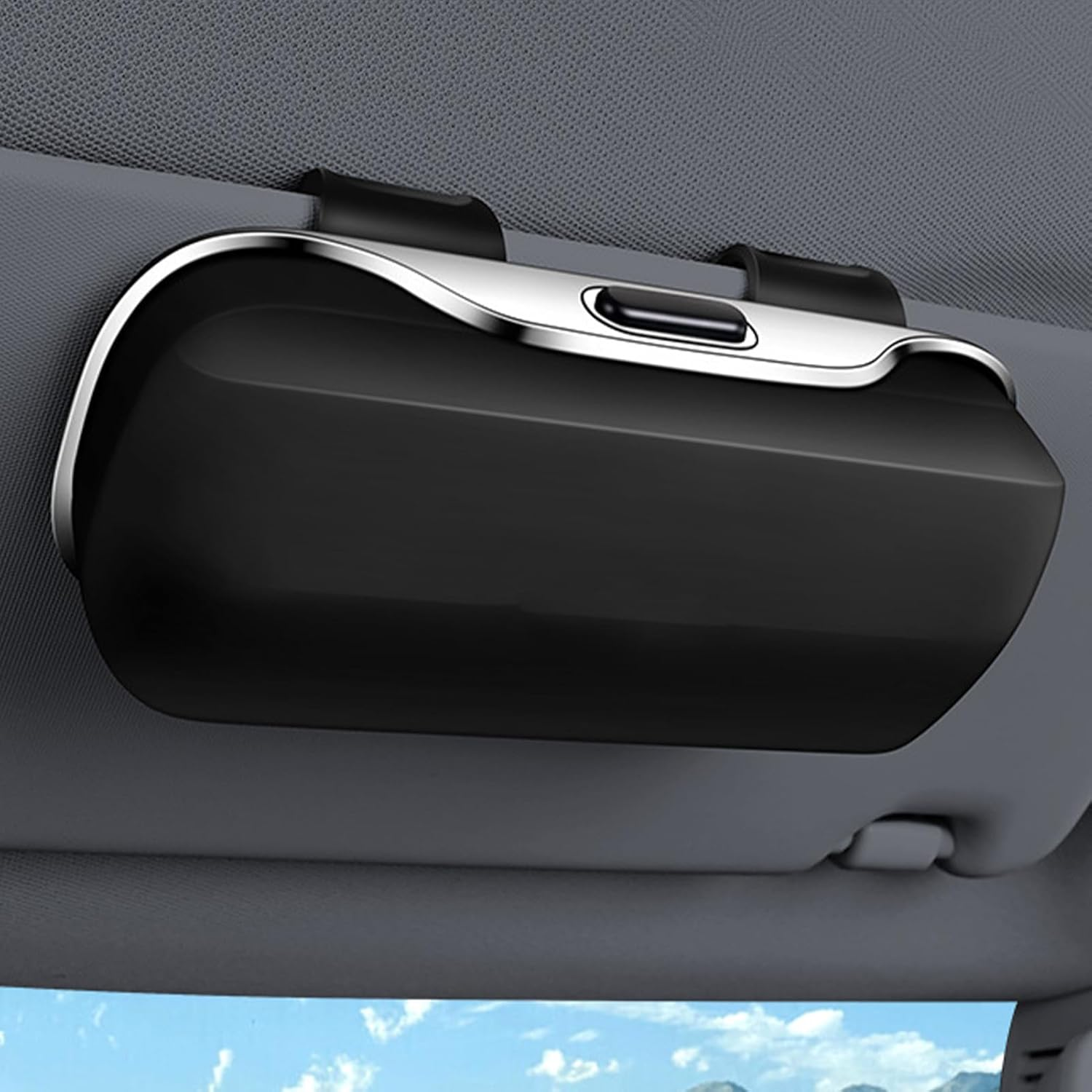 Qkbuza Car Eyeglass Holder | Glasses Case with Clips | Organizer Box Accessories Interior Automotive for All Models Men Women Travel - Gray image number 5