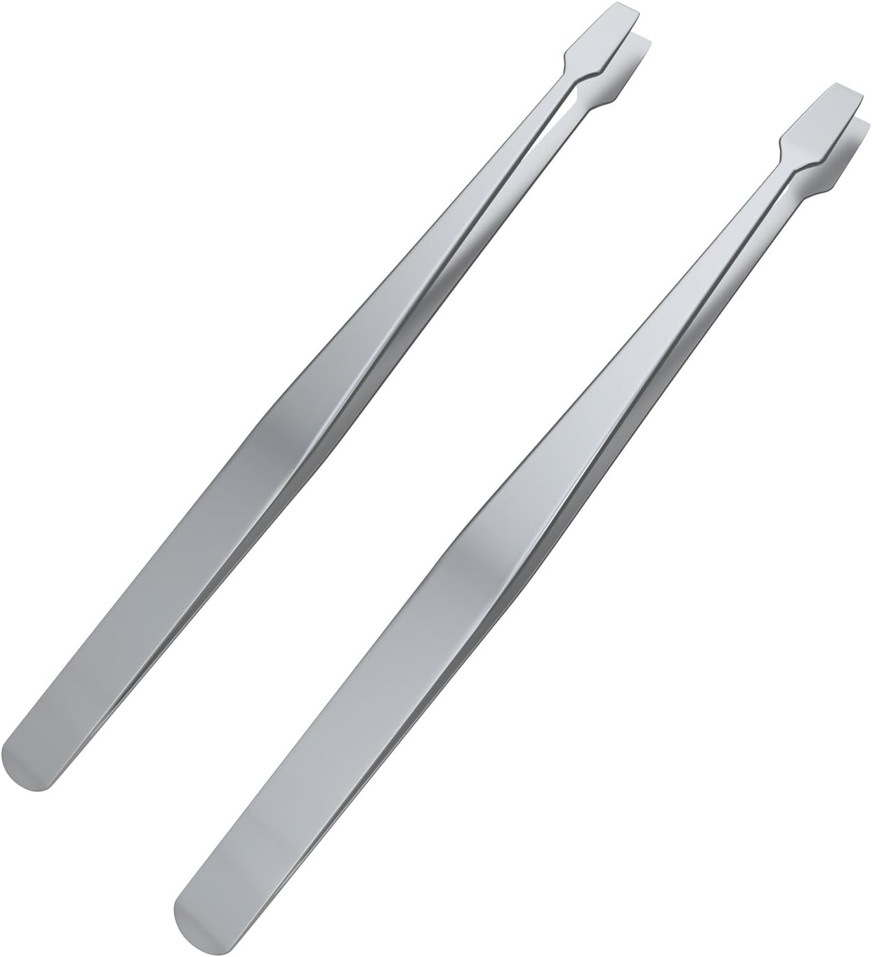 MMOBIEL 2 Pcs Stainless Steel Stamp Tweezers Tongs Flat Wide Tip Precision Philately Tweezers for Stamps, Documents, Photo Development, Etc. image number 2