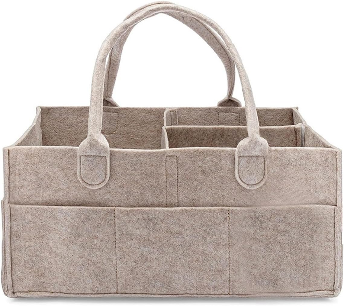 Nursery Storage Bin and Car Organizer for Diapers and Wipes - Oatmeal, Regular image number 2