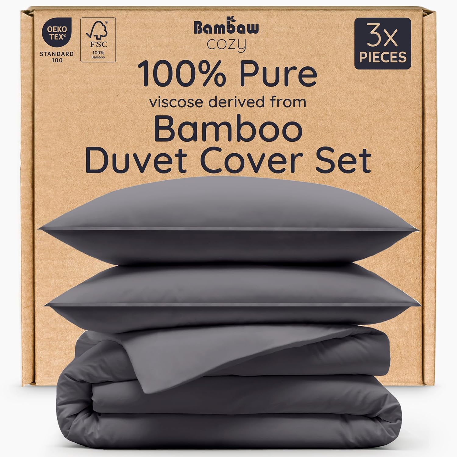 Bambaw Bamboo Bed Linen 155 X 220 Cm, Sustainable Bamboo Duvet Cover, Soft Hotel Quality Bed Linen, Cooling Duvet Cover 155 X 220 Cm, Summer (Navy Blue)