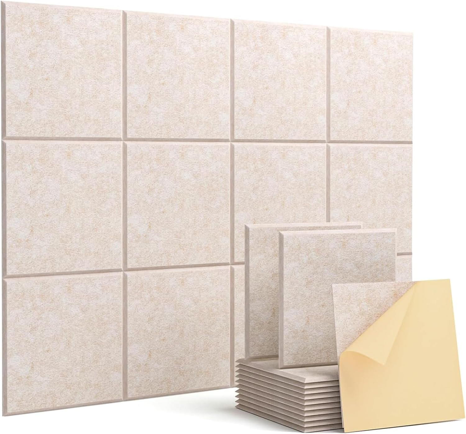 12 Pack White Soundproof Wall Panels, Self-Adhesive Square Acoustic Panels Sound Absorbing, High Density Acoustic Foam Panels for Home Office, Reccording Studio, Ceiling, 30 * 30 * 1Cm