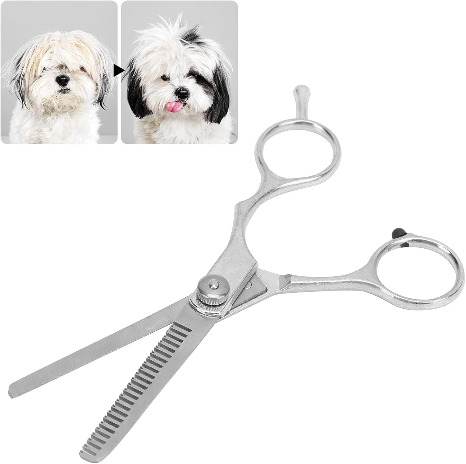 Pet Scissors - 5.9X1.9In Stainless Steel Professional Dog Grooming Scissors - Thinning Scissors Smooth Motion and Fine Cut for Long Haired Dog Cat and Other Pets image number 4