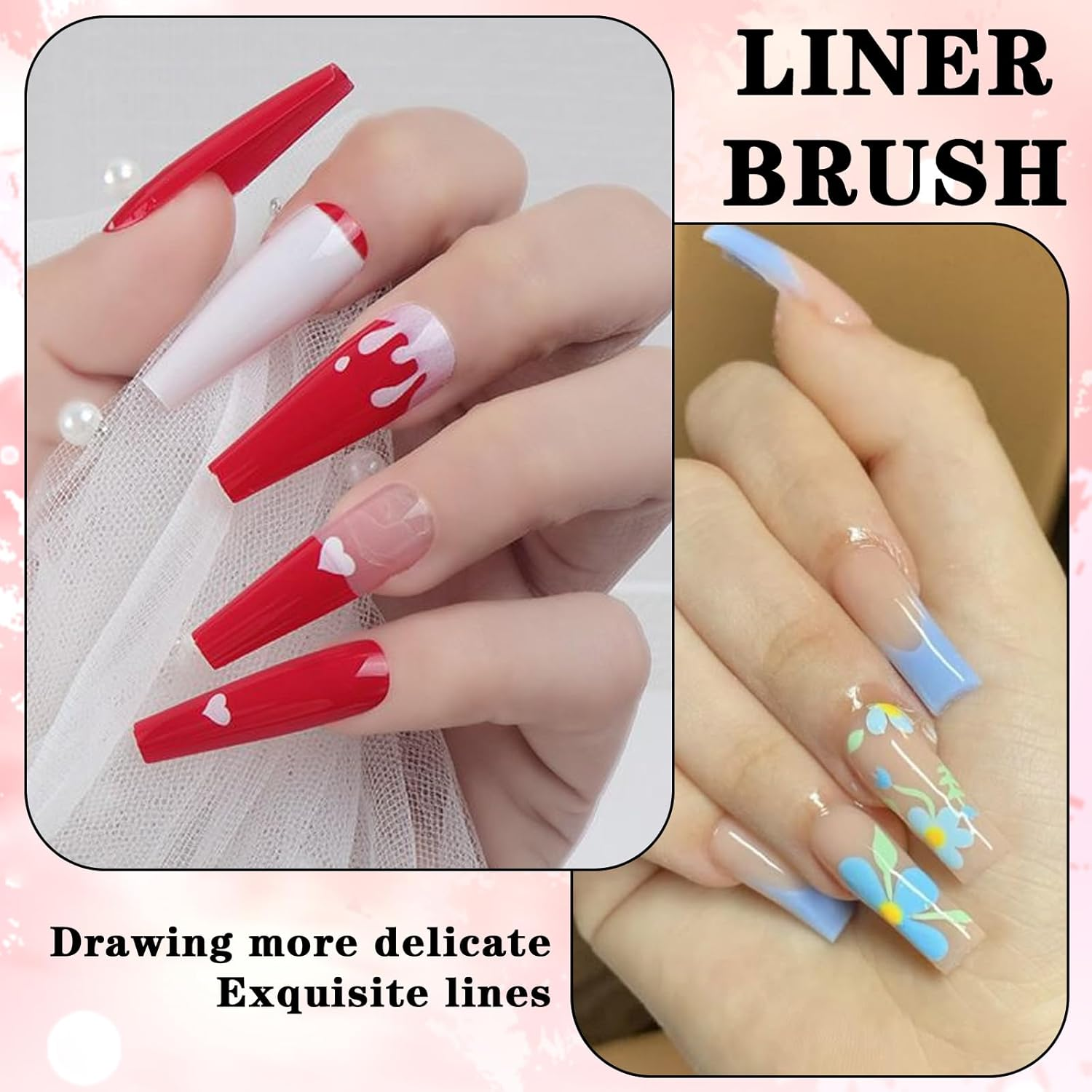 Double End Nail Brush, 10 Pieces Nail Design Brushes for Gel Nails, Acrylic Nail Brush Set with Nail Liner Brush and Dotting Painting Line Pen Nail Art Dotting Tools Professional Manicure Tool Set image number 5