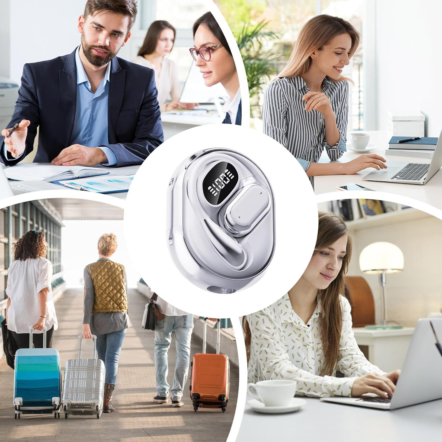 Translation Headphones | Noise Reduction Stereo Sound | AI Translation Earbuds Real Time Translator | for Office Home Business School Learning Sports Gym Outdoor Men Women image number 3