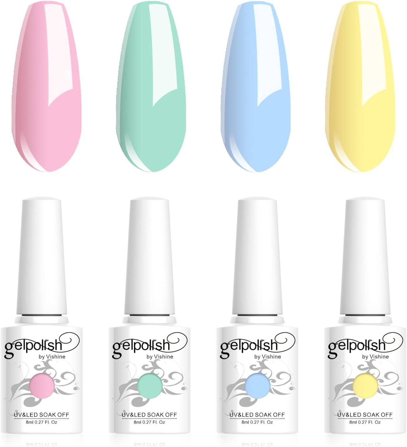 Vishine Pink Gel Nail Polish Set 4 Colors, Hot Pink Tones Sakura Spring Rose Purple Fushia Dark Pink All Seasons Soak off Long Lasting Romantic Nail Art Design Salon Home Manicure Kit for Women Girls C027