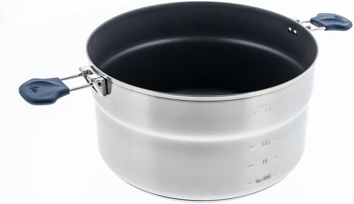 Decathlon MH 500 Stainless Steel Camper'S Non-Stick Cook Set 4 Person Unique Size Dark Grey image number 6