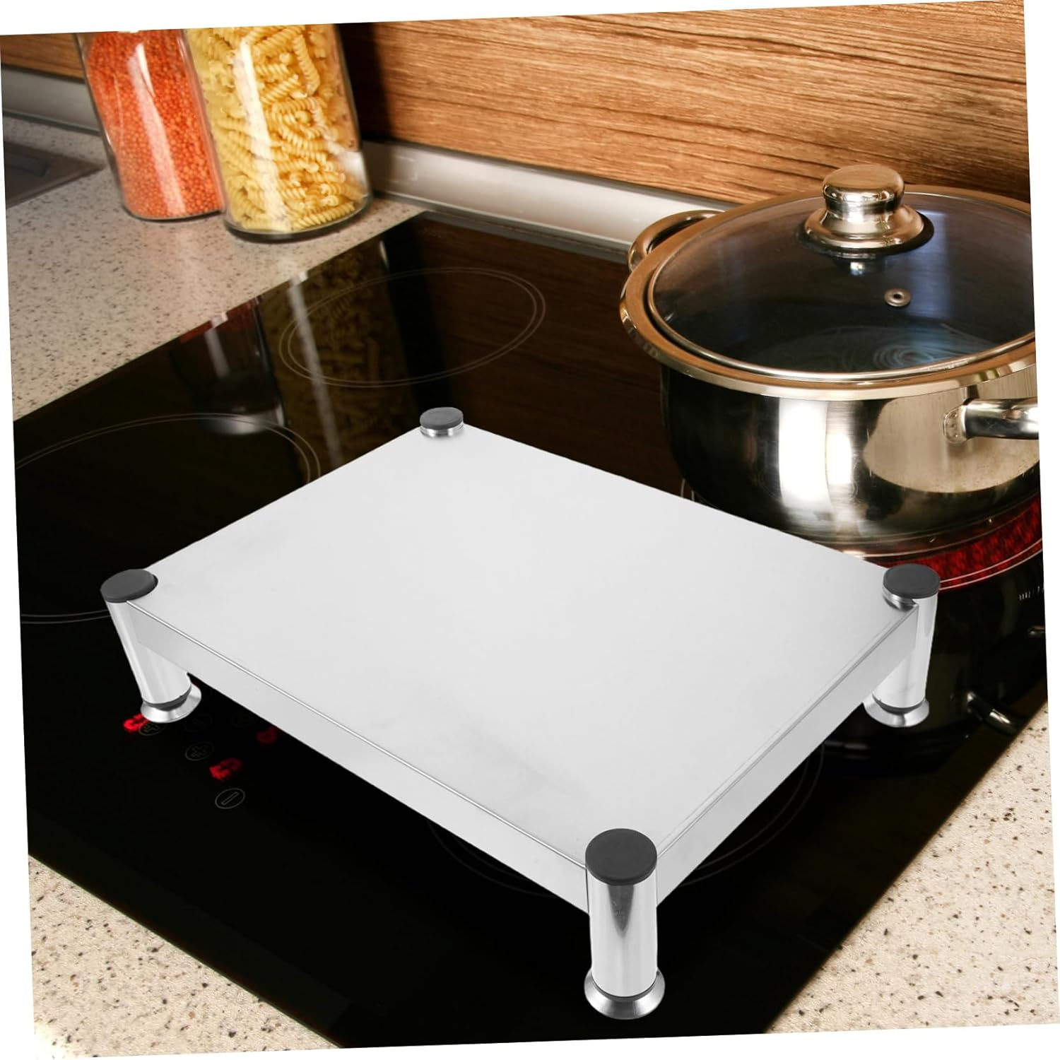 BESTYASH Stainless Steel Gas Stove Holder Stand for Kitchen Nonslip Rack Stand Accessory Induction Cooker Holder Support Shelf for Small Kitchens image number 2
