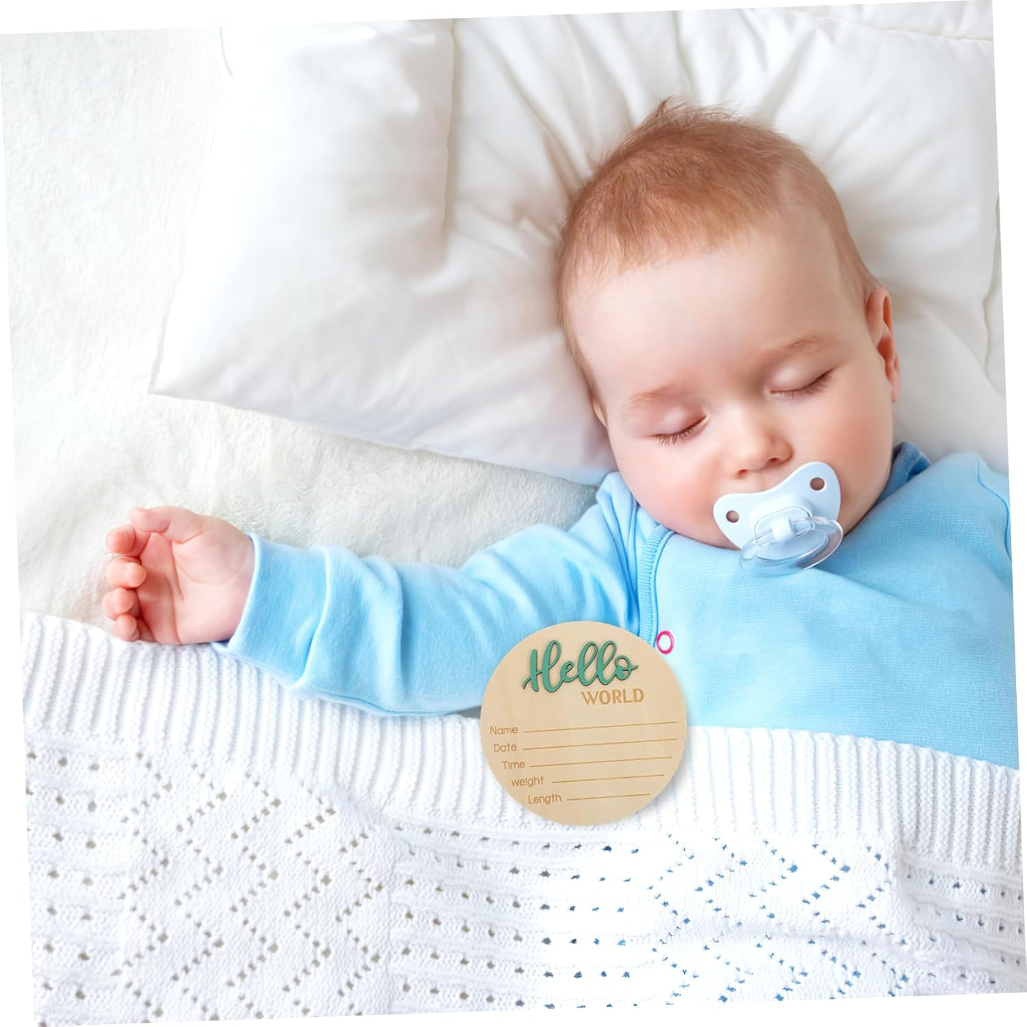 Wooden round Birth Announcement Sign for Newborns Baby Name Sign Infant Photography Prop Hospital Welcome Newborn Announcement image number 1