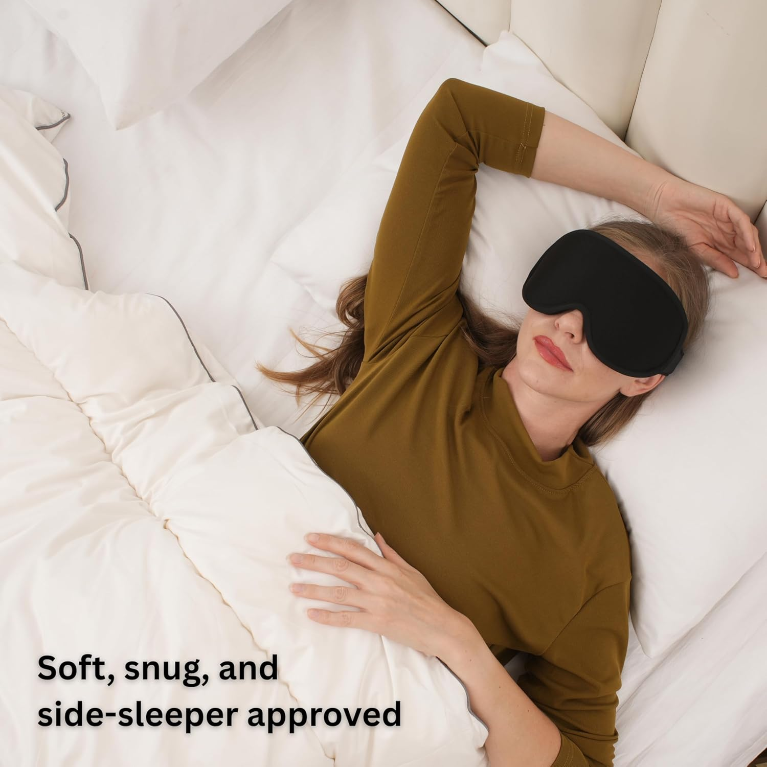 Side Sleepers 3D Eye Mask, Sleep Mask,100% Blackout Eyelash Extension Sleep Masks for Women & Men, Eye Mask for Sleeping, Premium Dark Crimson Sleeping Eye Mask with Adjustable Strap, Travel Essential Eyemask (Black - Side Sleeper) image number 3