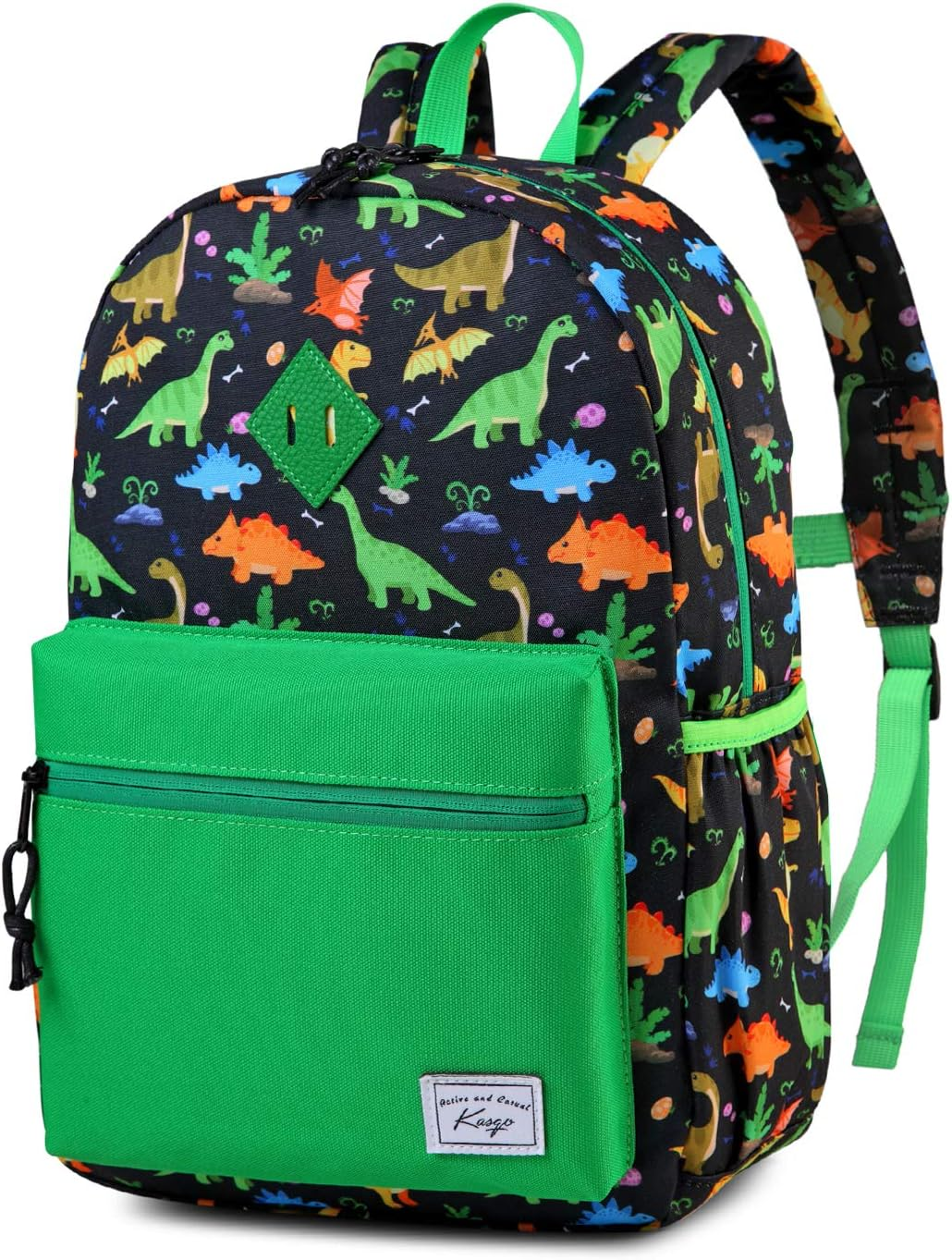 Kasqo Kids Backpack, Water Resistant Lightweight Toddler Schoolbag for Boys Girls Preschool Bookbag with Chest Strap, Age 5-9 Years Old