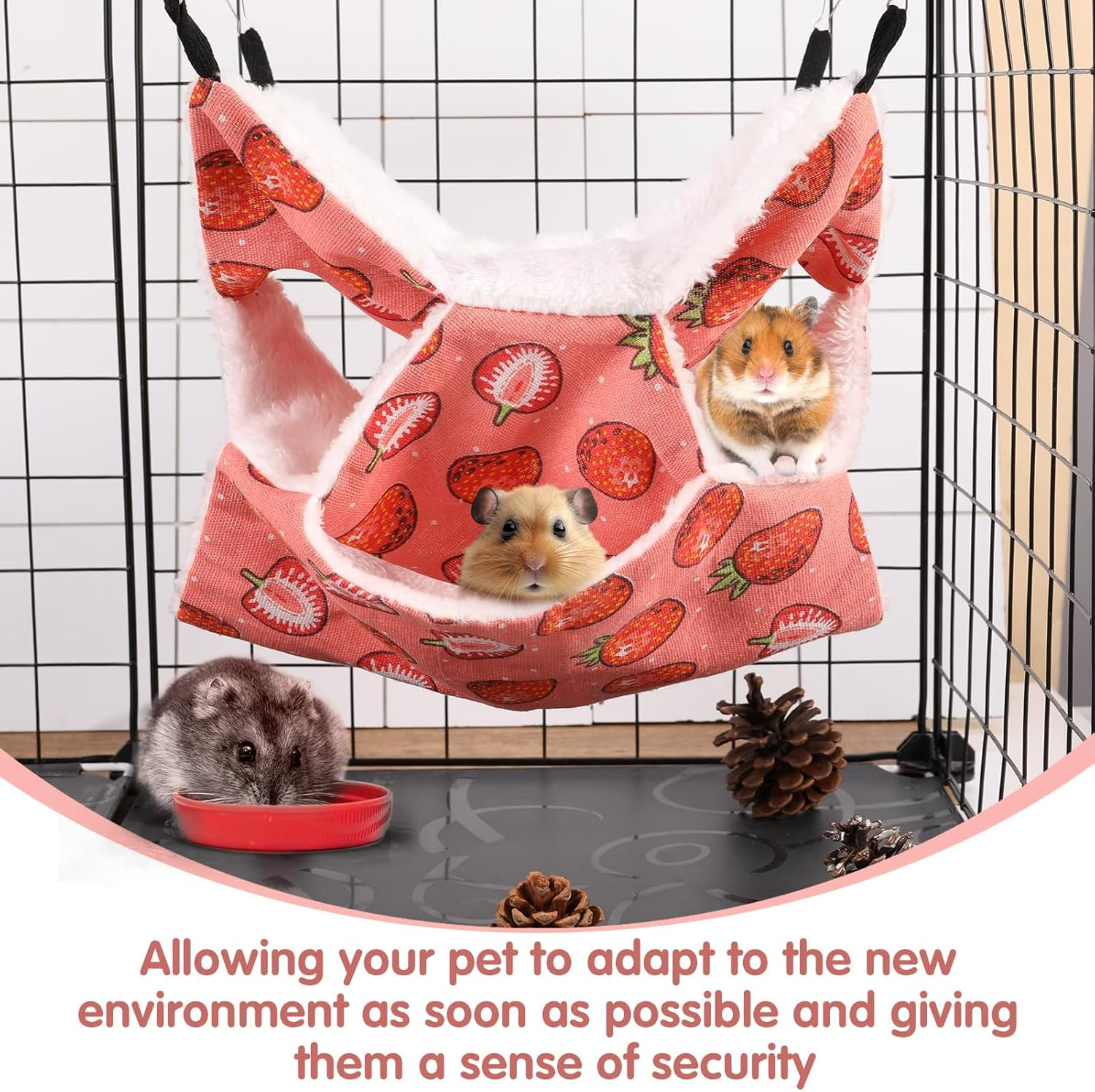 3 Layer Guinea Pig Cage Hammock, Onbdl Cute Hamster Hanging Hammock Bed Soft Warm Small Animals,Guinea Pig, Bunny, Hamster, Chinchilla,Rabbit and Other Small Animals image number 2