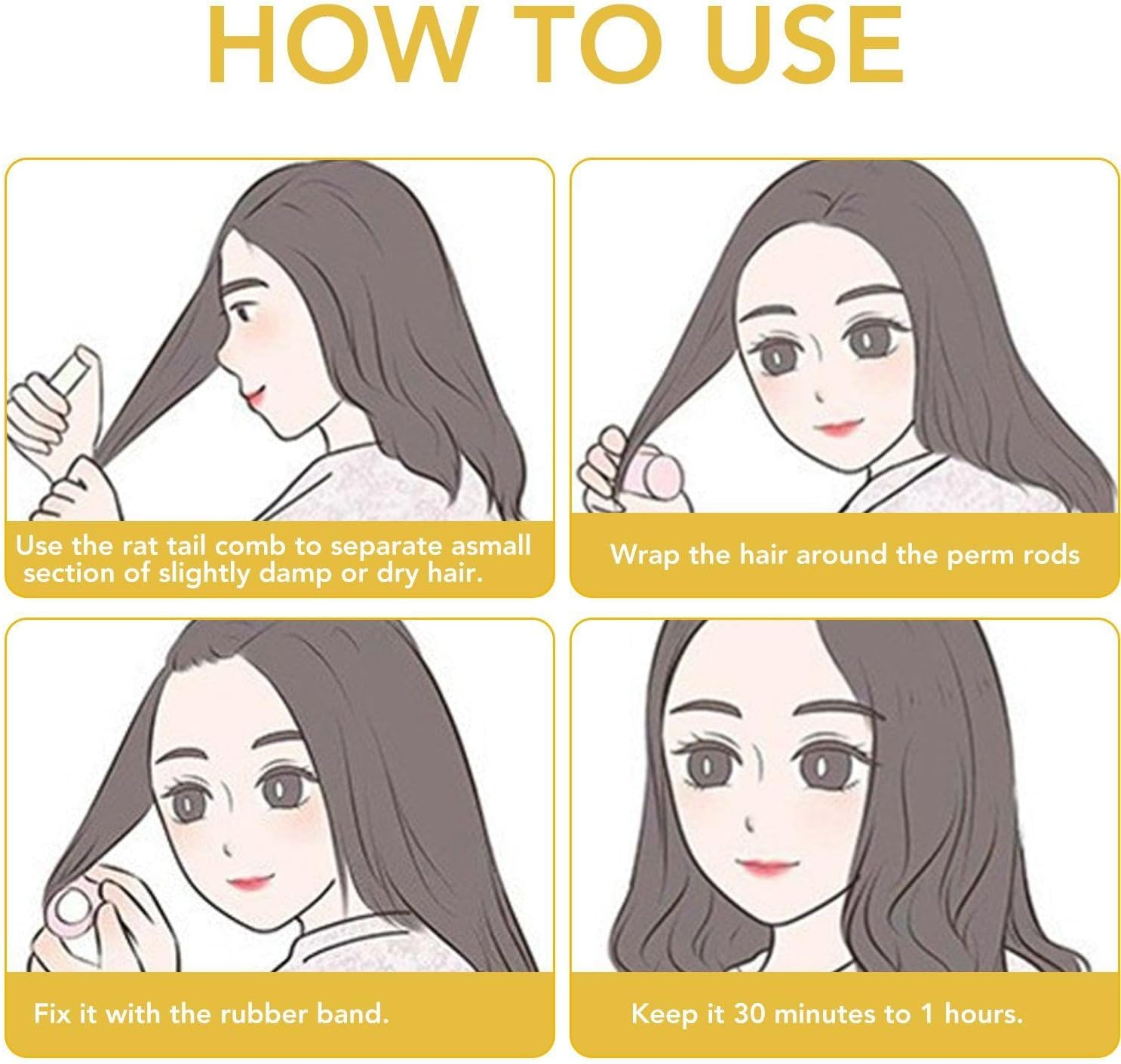 Pack of 40 Curling Irons, 1 Yellow Comb, 1 Storage Bag, Curling Iron, Fluffy Curling Comb, Perm Roller, Giant Flexible Wand image number 5