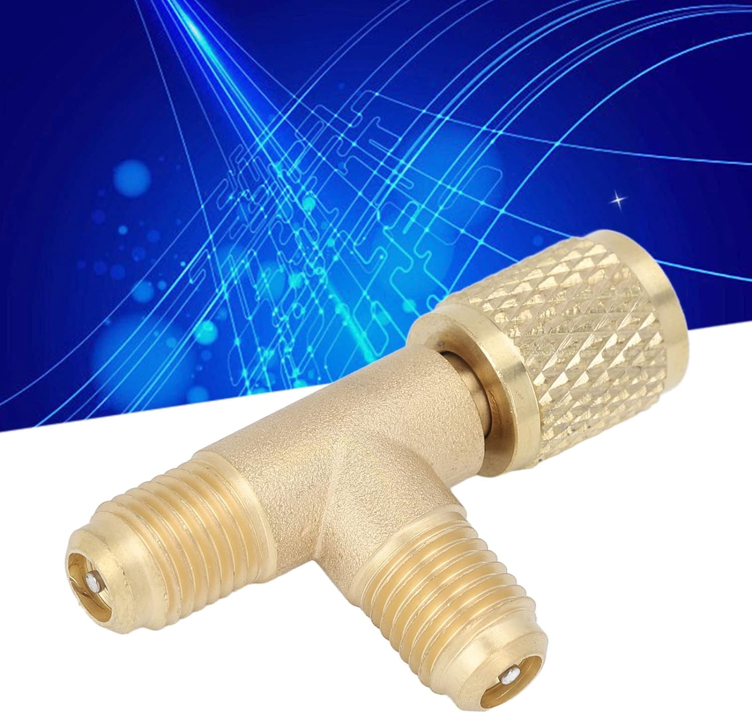 Quick Coupler Tee Adapter with Valve Brass /4In SAE Sturdy Structure for R22 R12 R134 - High Compatibility for HVAC Applications image number 5