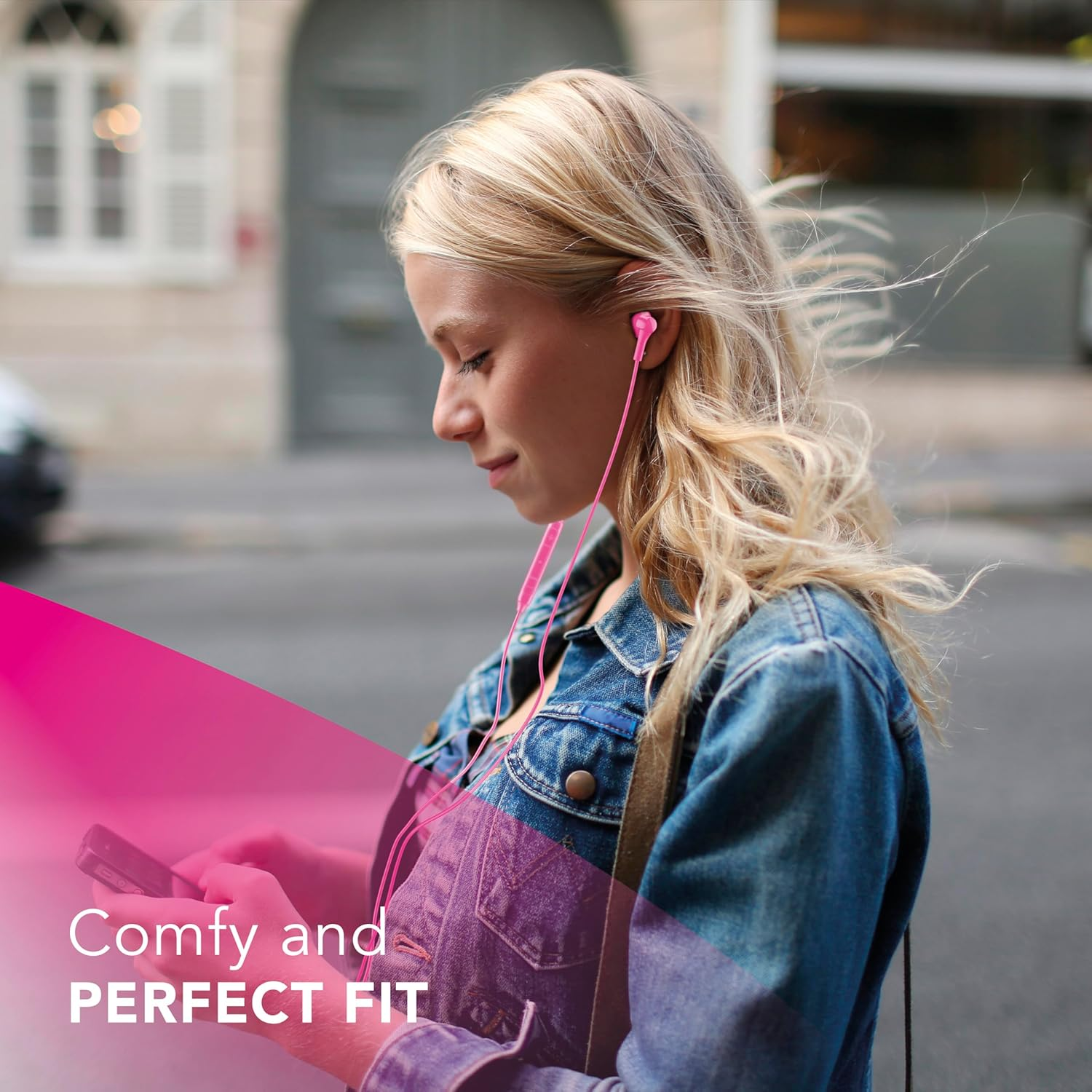 Music Sound - Capsule Headphones - Headphones with Cable and Microphone - USB-C Compatibility - Metal Details - Colour Pink image number 2