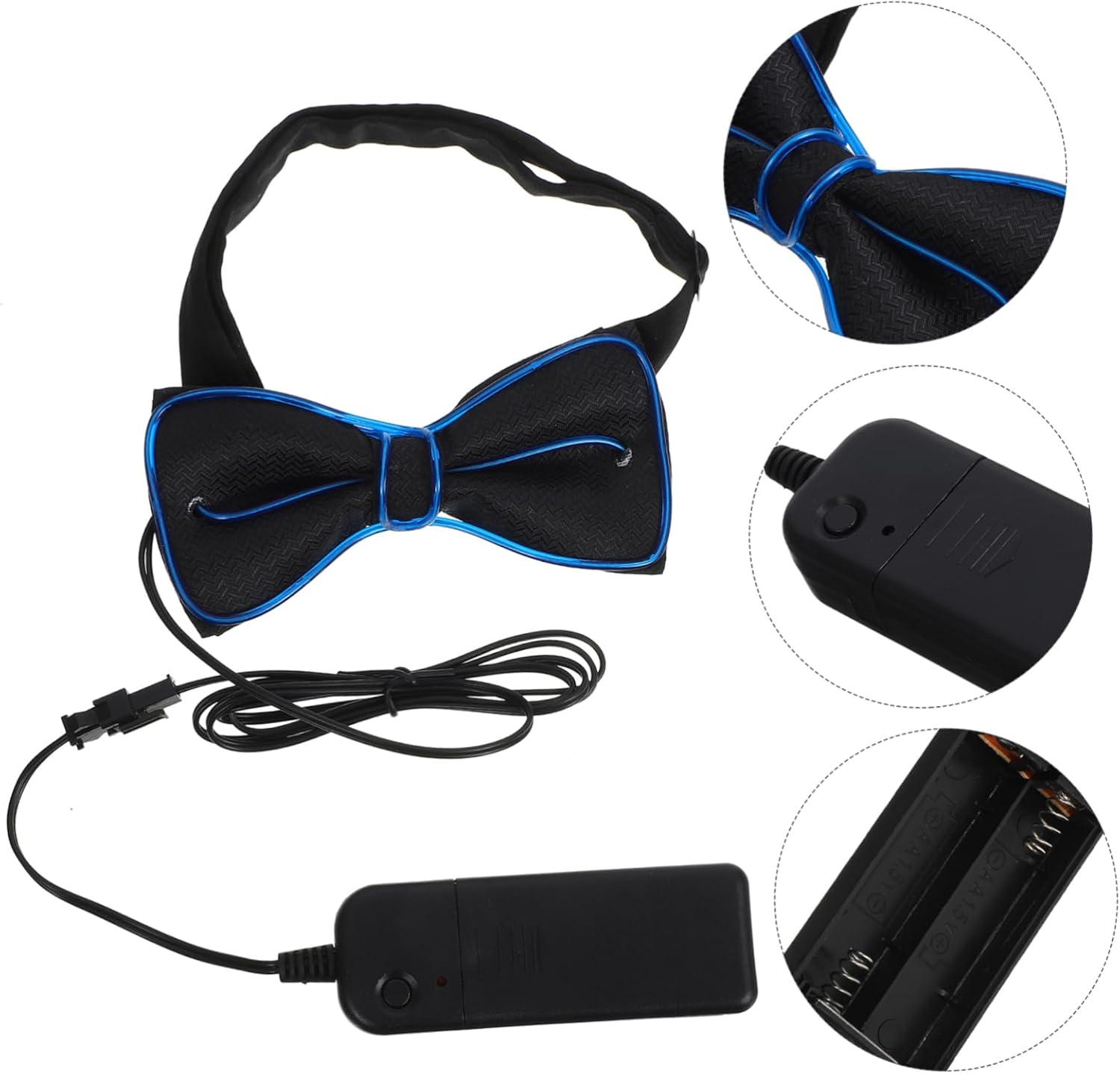 Alipis Party Flashing Bow Tie Led Glowing Tie Collar Party Performance Dark Blue image number 4