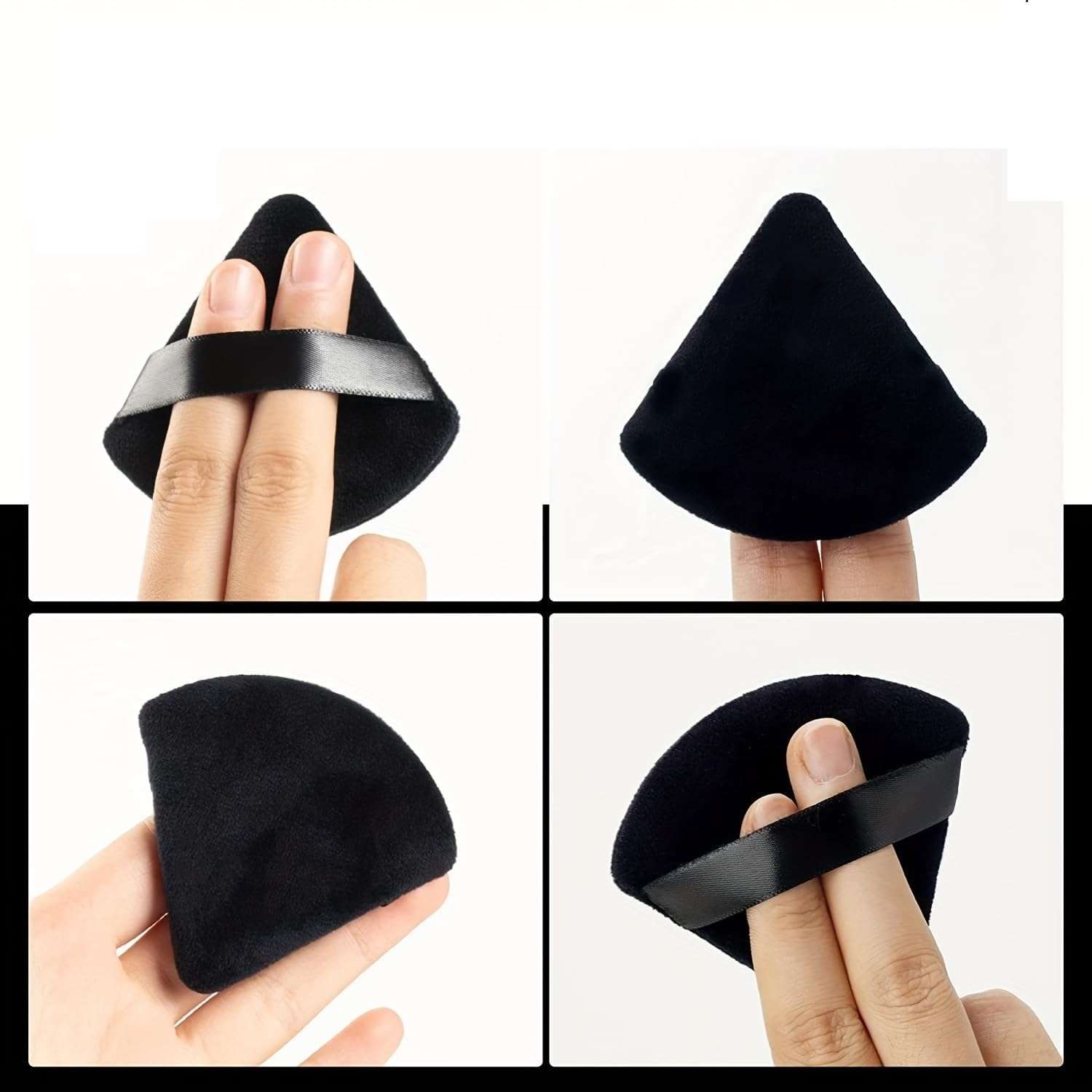 CJESLNA Triangle Powder Puffs, 9 Pieces, Face Makeup Puff for Body Loose Powder, Wet/Dry Application, Cosmetic Foundation Sponge (BLACK) image number 4