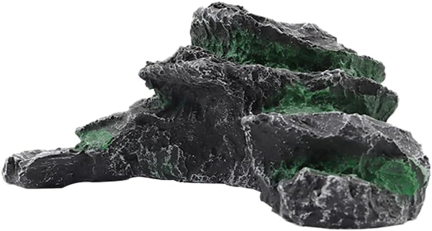 NUZAMAS Turtle Basking Platform Turtle Tank Ramp Platform Shelter Habitat Decor Artificial Resin Platform Stairs for Tortoise Climb Stone Habitat Ornament image number 1