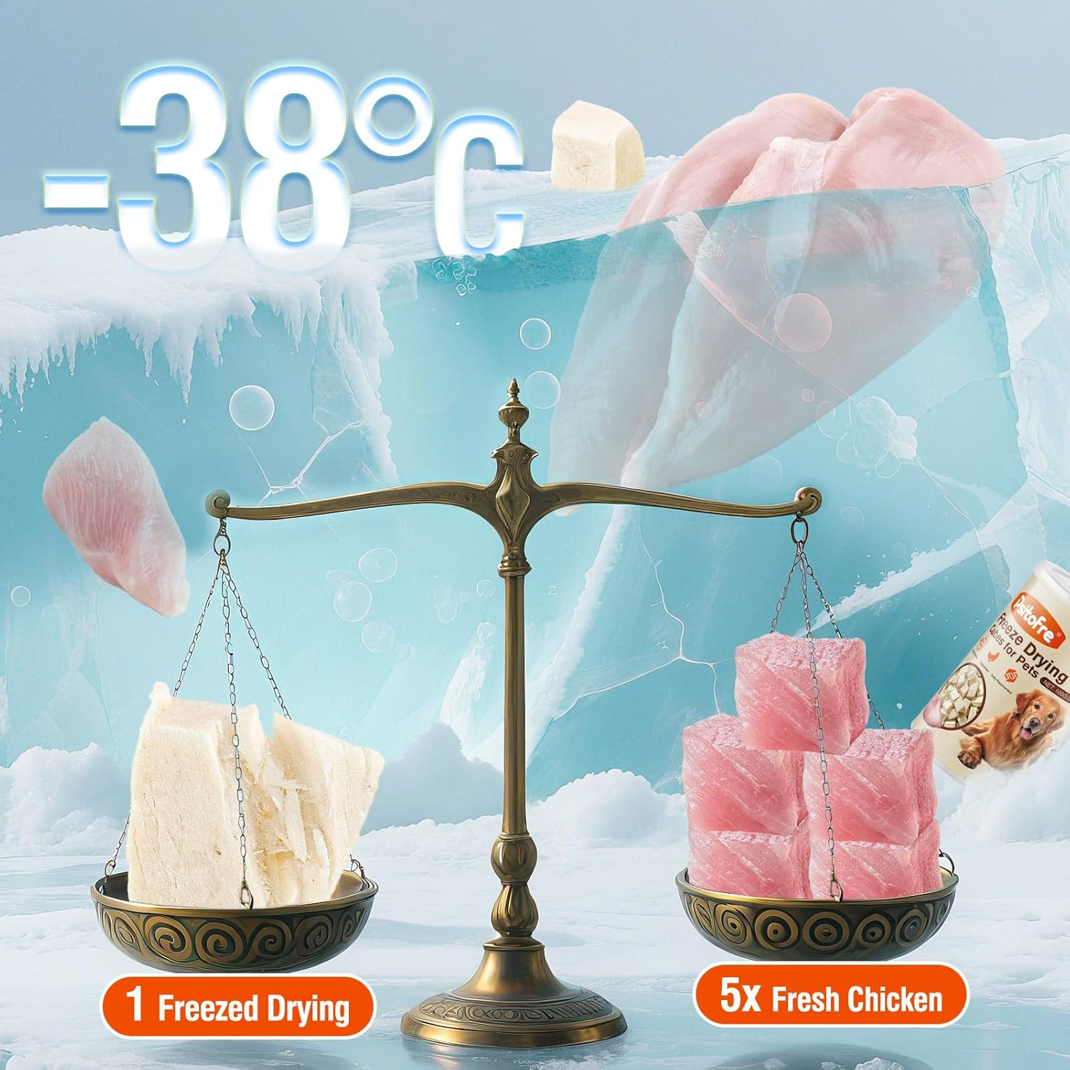 Freeze-Dried Chicken Cat Treats, 100G Chicken Cube Snacks for Cats and Dogs, Single Ingredient Dog Chickens Treat image number 2